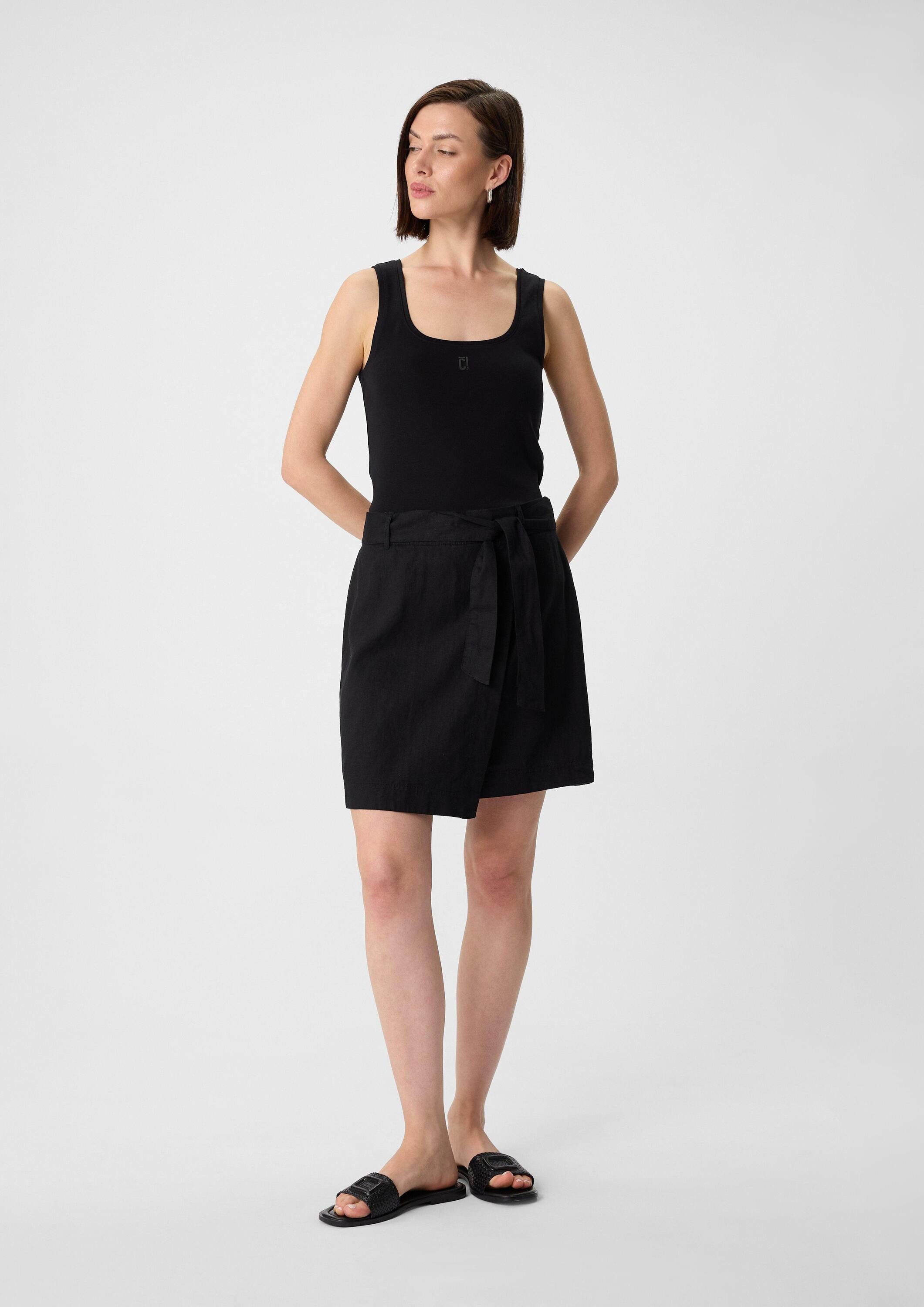 comma Minirock Rock Ausgestellter Rock aus Leinenmix in Wickeloptik