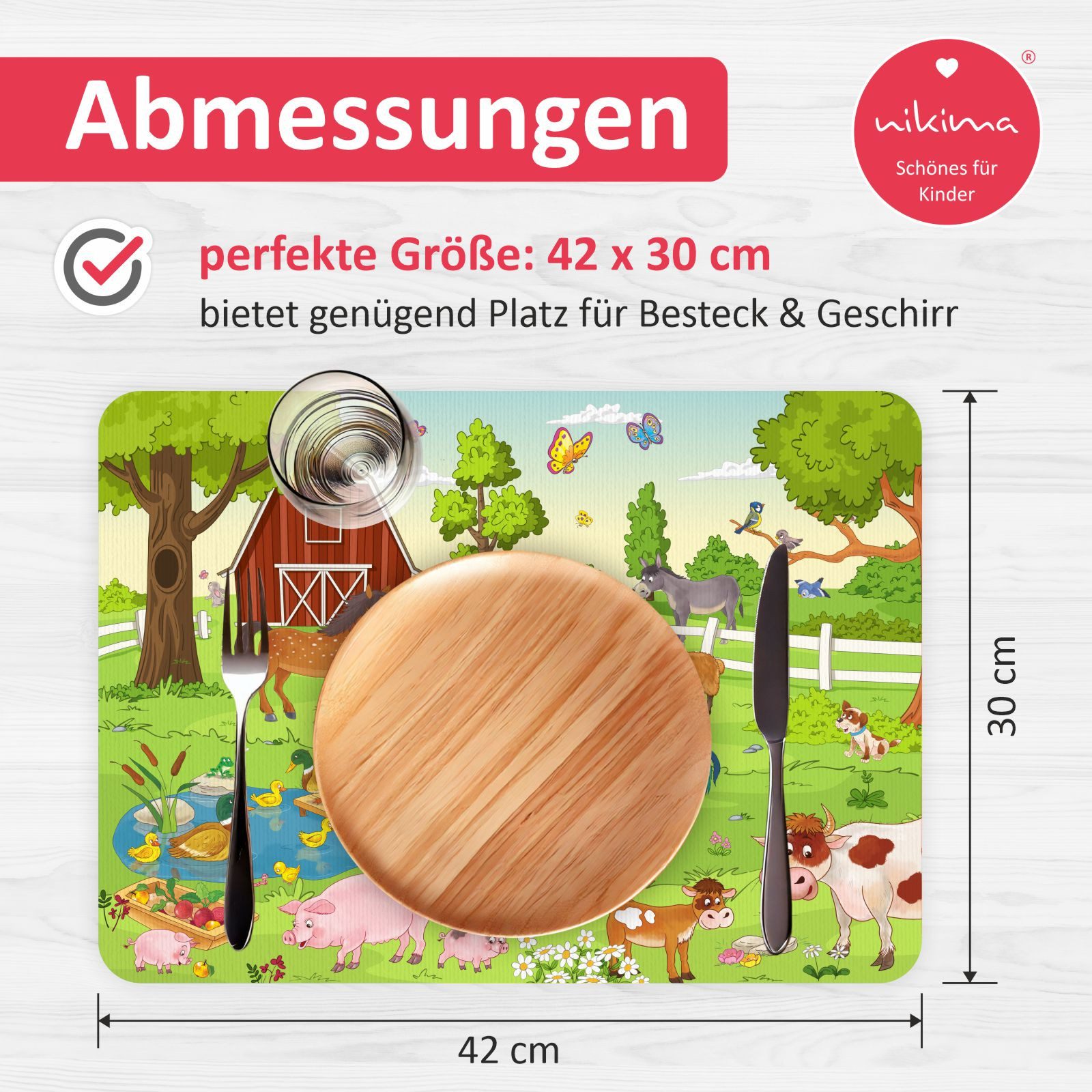 nikima Platzset stabiles Vinyl Tischset Bauernhof Kinder Platzset abwaschbar, (1-St) – Bild 5 von 5