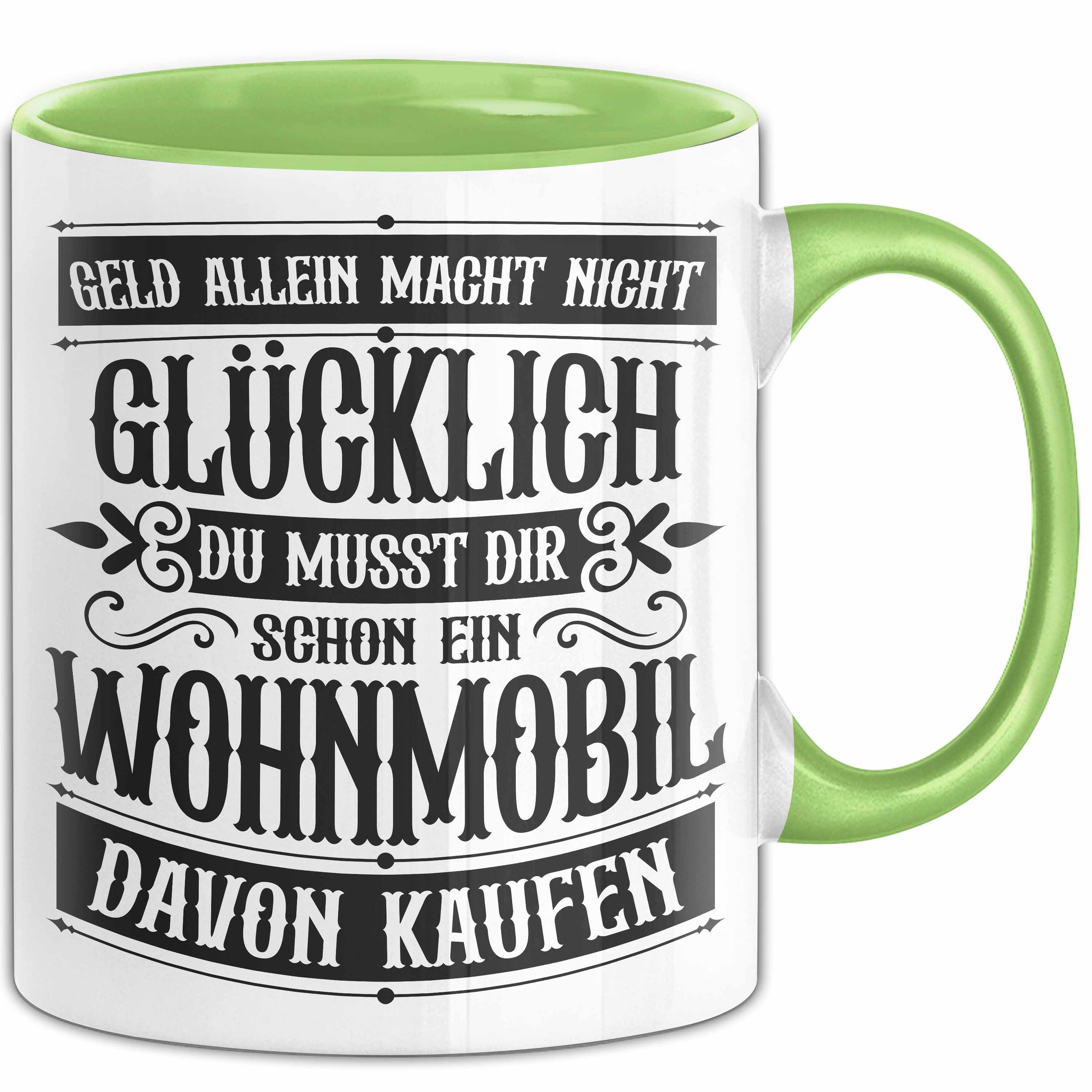 Trendation Tasse Hobby Wohnmobil Tasse Geschenk für Wohnwagen Fans Geld Allein Macht Ni