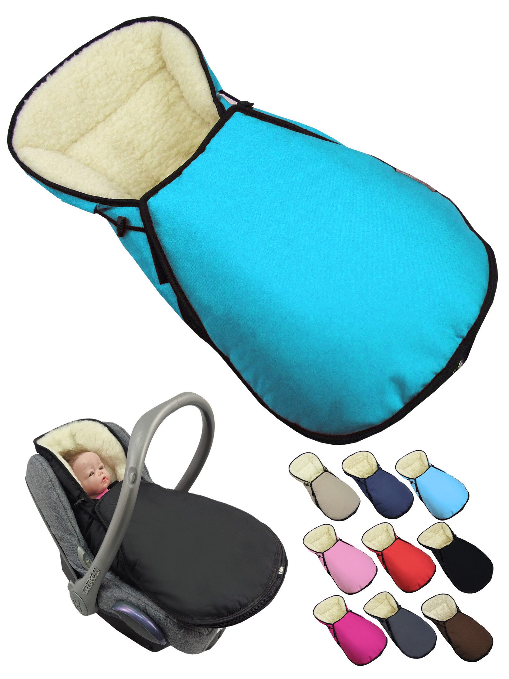 Fußsack Winterfußsack für Babyschale kompatibel mit Maxi-Cosi mit Wolle