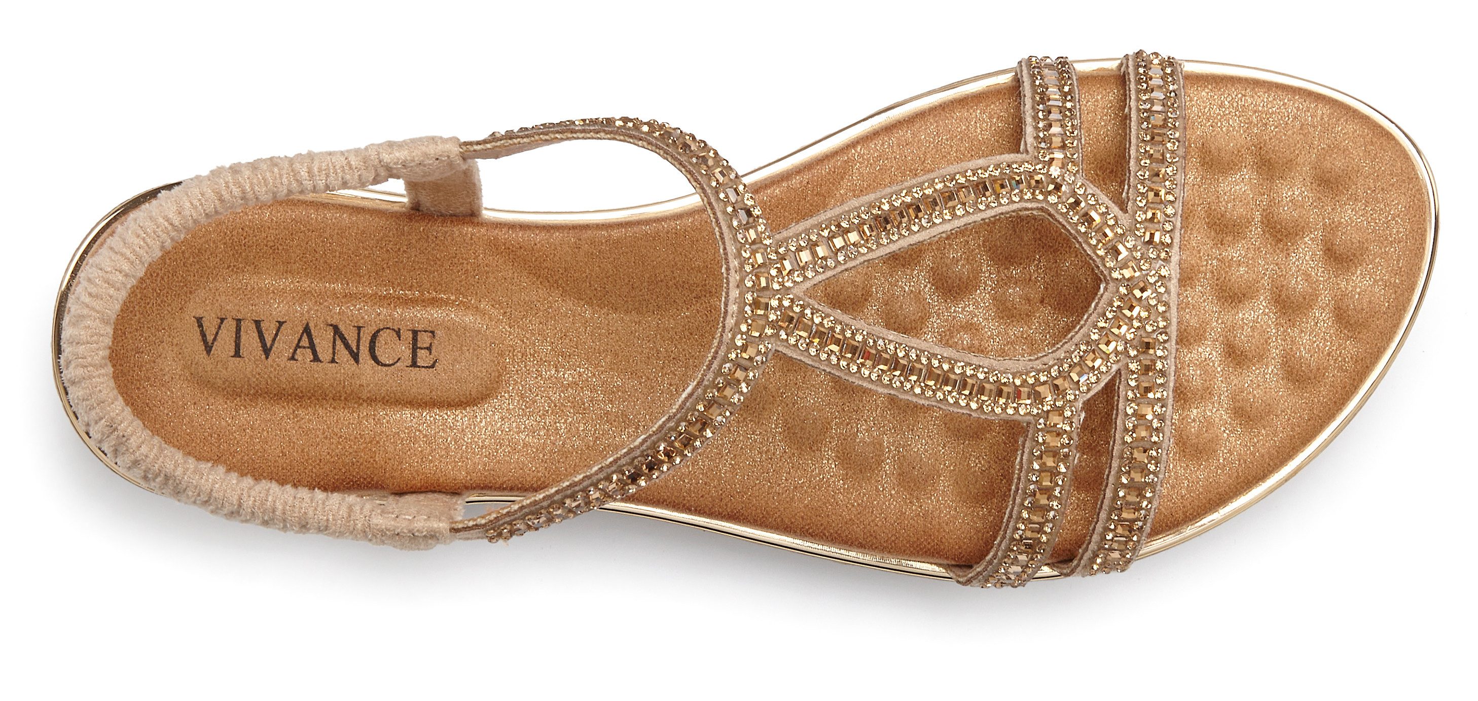 Vivance by Lascana Sandalette, Sommerschuh, Sandale mit eleganter Glitzer-Verzierung und elastischen Riemchen