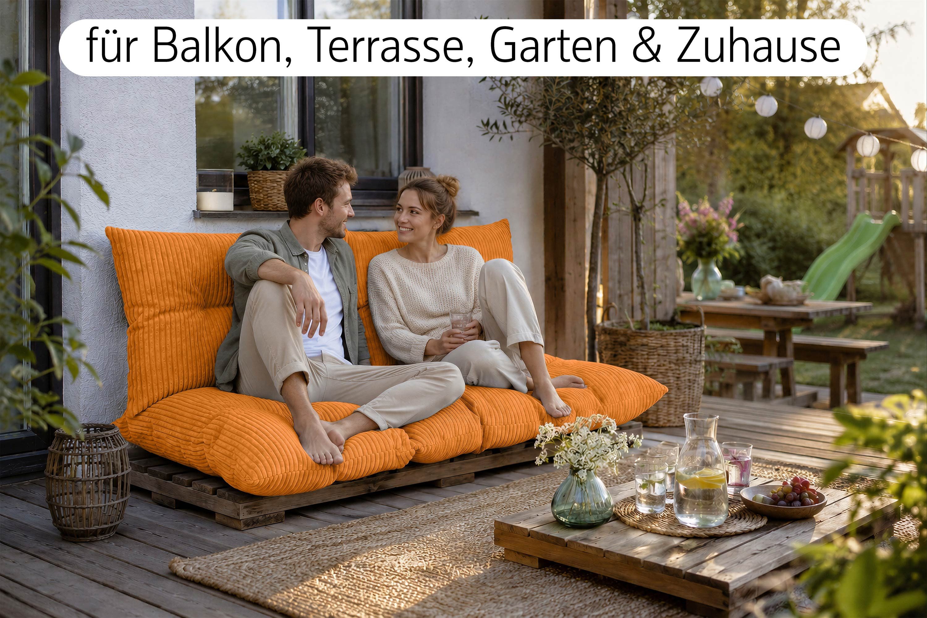 Amilian Palettenkissen Palettenauflagen Set 3-tlg., 120x80 cm + 2x 40x60 cm, für Palettenmöbel, Balkon, Terrasse und Wohnbereich