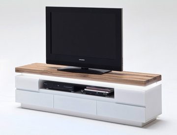 expendio TV-Board Rosita, matt weiß / Asteiche massiv 175x49x40 cm MDF mit Beleuchtung