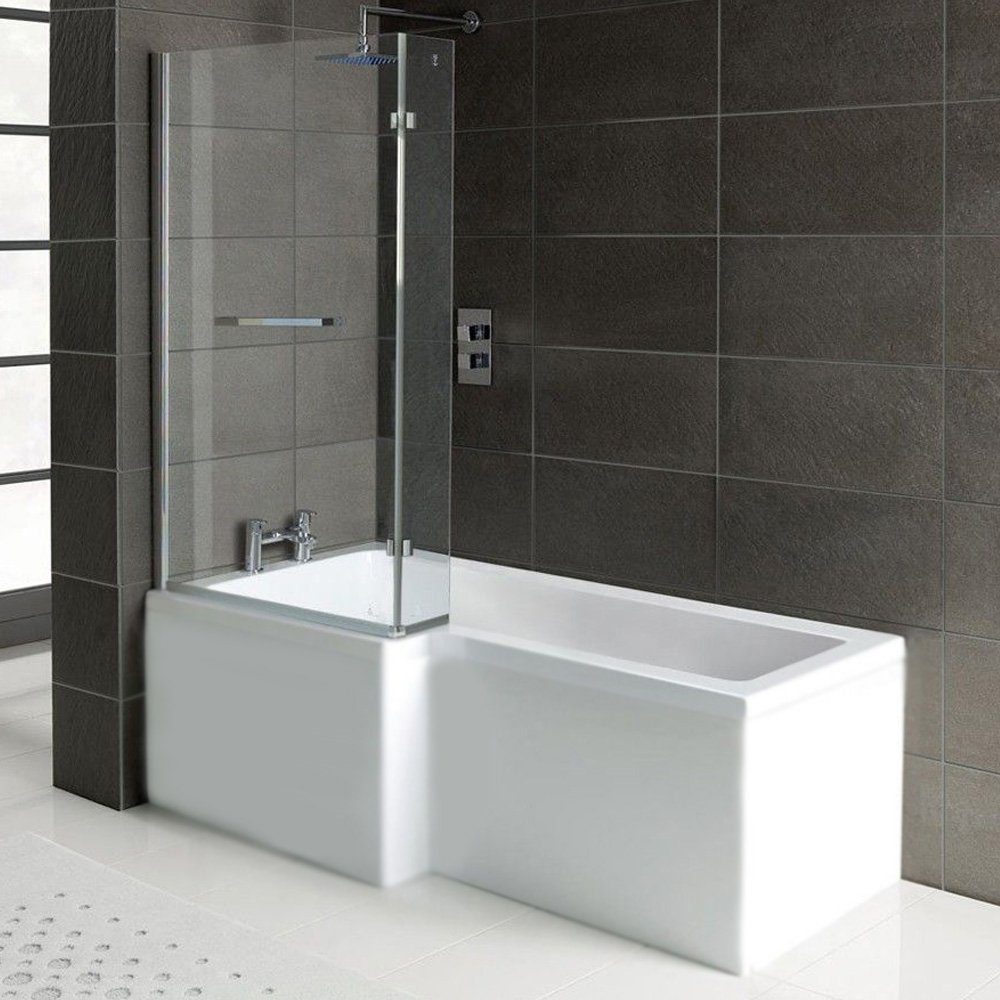 HAK Badewanne Raumsparwanne Syna+Wannenträger+Duschkabine, (3-tlg), 150x85/70 cm