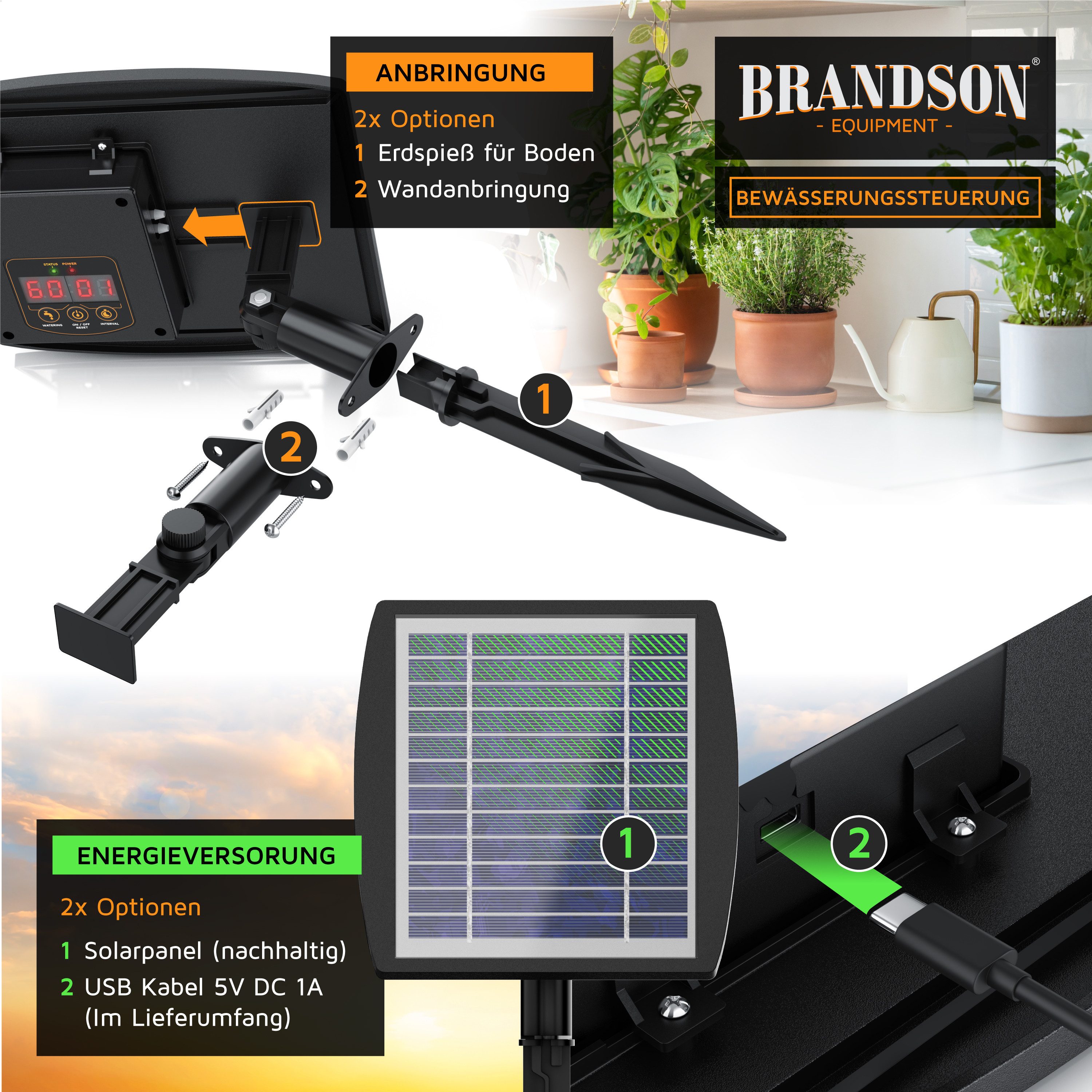 Brandson Irrigation Control System for Indoor Plants, Adjustable Water Volume (35-piece set), Rain Delay