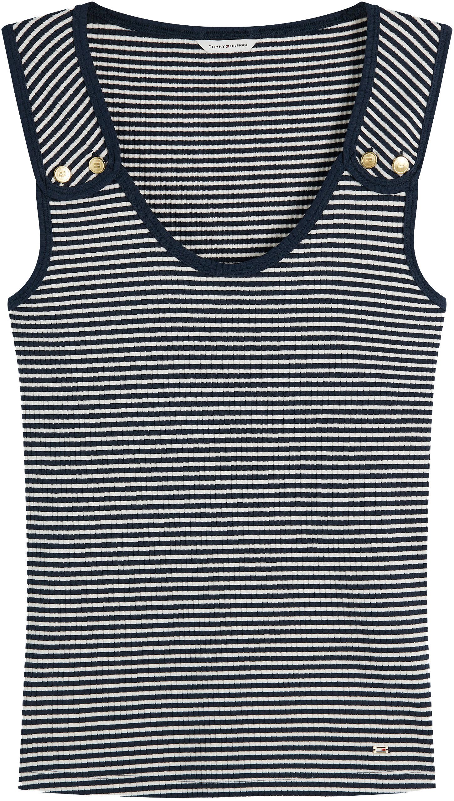 Tommy Hilfiger Tanktop GOLD BUTTON U-NK TANK Viskosemischung, goldfarbene Knöpfe – Bild 5 von 5