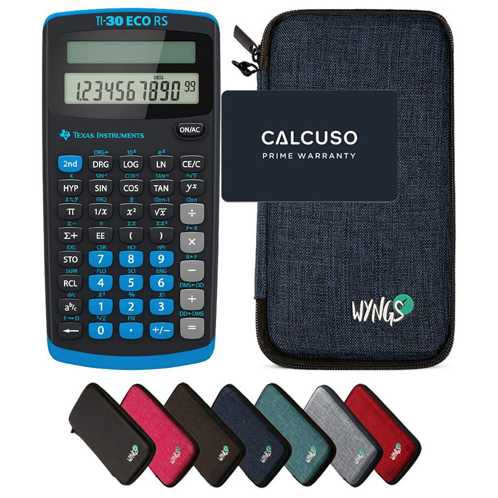 Texas Instruments Taschenrechner TI-30 ECO RS inkl. WYNGS Schutztasche Blau
