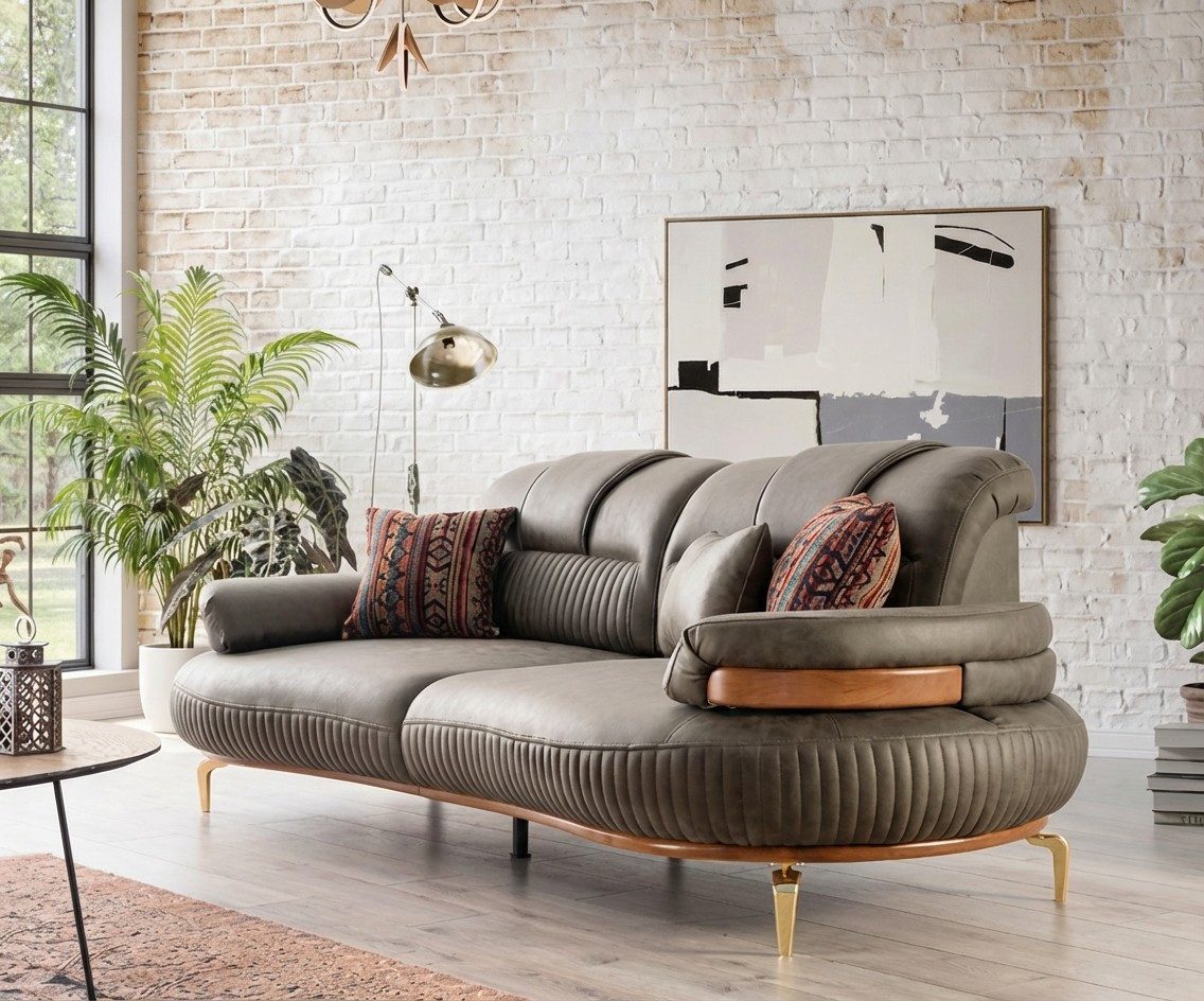 JVmoebel 3-Sitzer Komfortables 3-Sitzer Sofa Schwarz – Zeitloses Design für Wohnzimmer, 1 Teile, Made in Europe