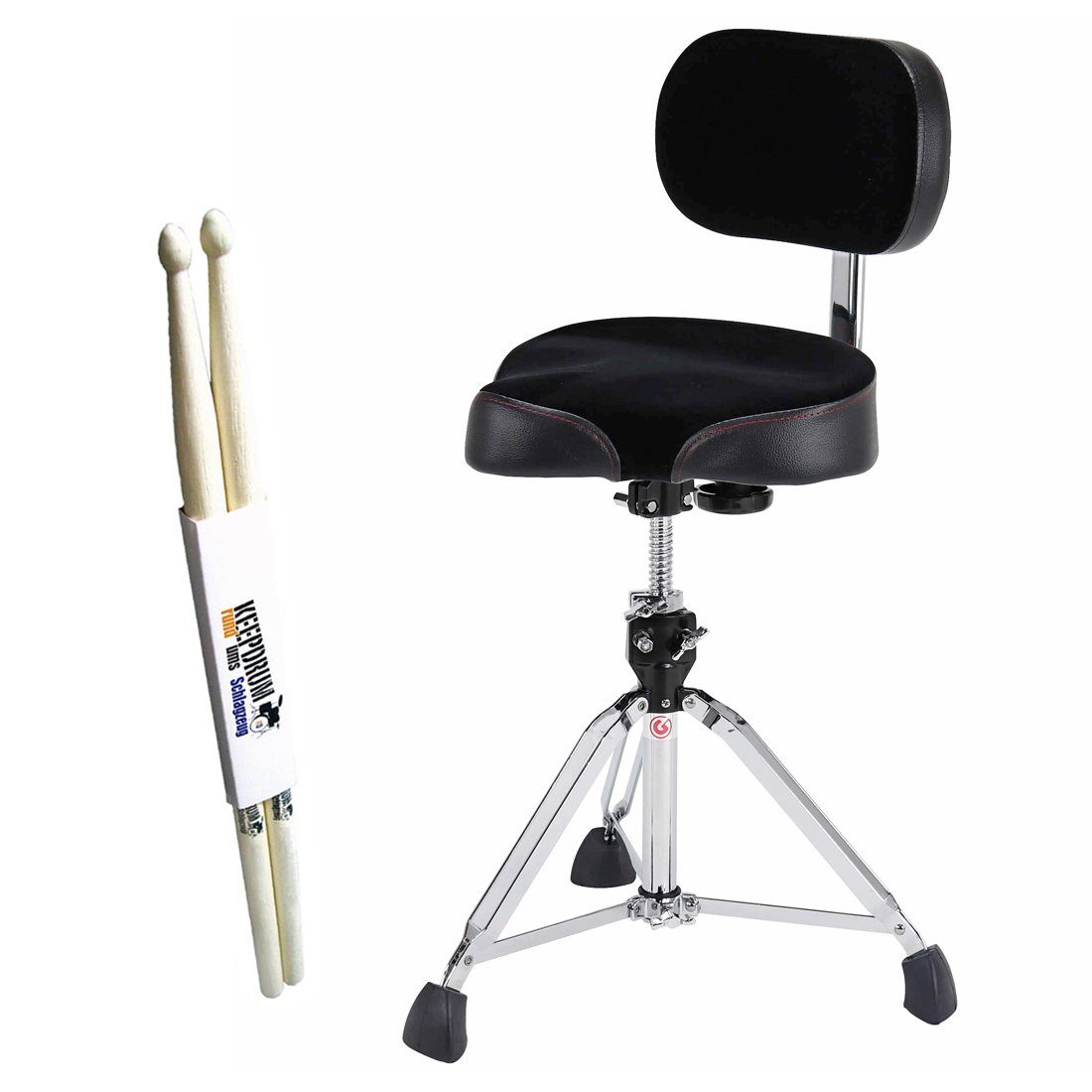 Gibraltar Schlagzeug Gibraltar 9608MB Schlagzeughocker mit Lehne und Sticks