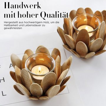 MAGICSHE Kerzenständer Hölzerne Lotus Kerzenhalter Nordischer Stil Haus Dekoration