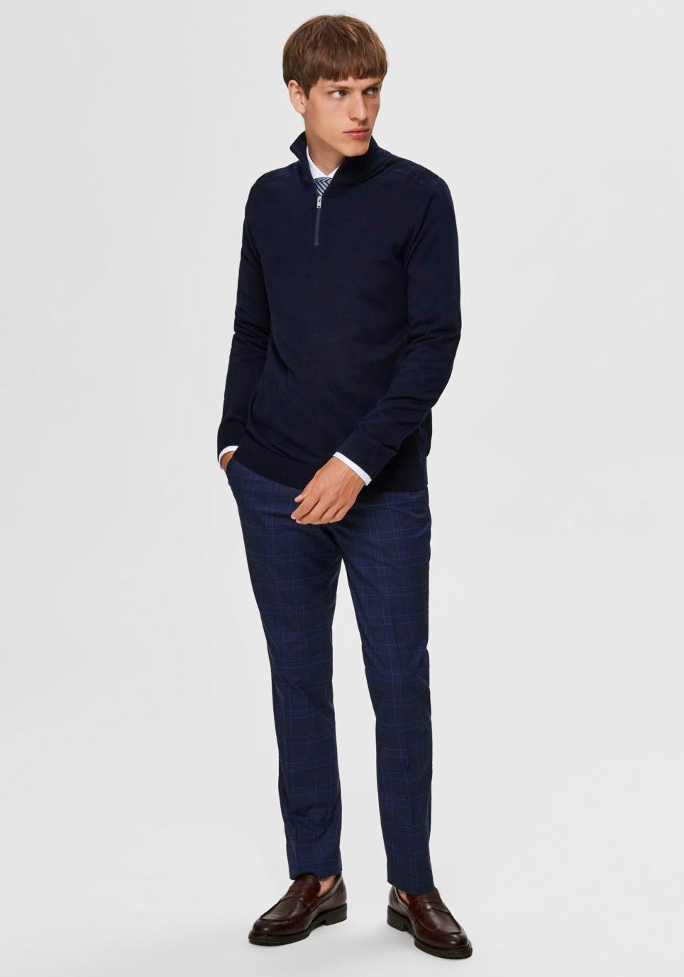 Selected Troyer SLHBERG HALF ZIP CARDIGAN NOOS Baumwolle, regular fit – Bild 4 von 5