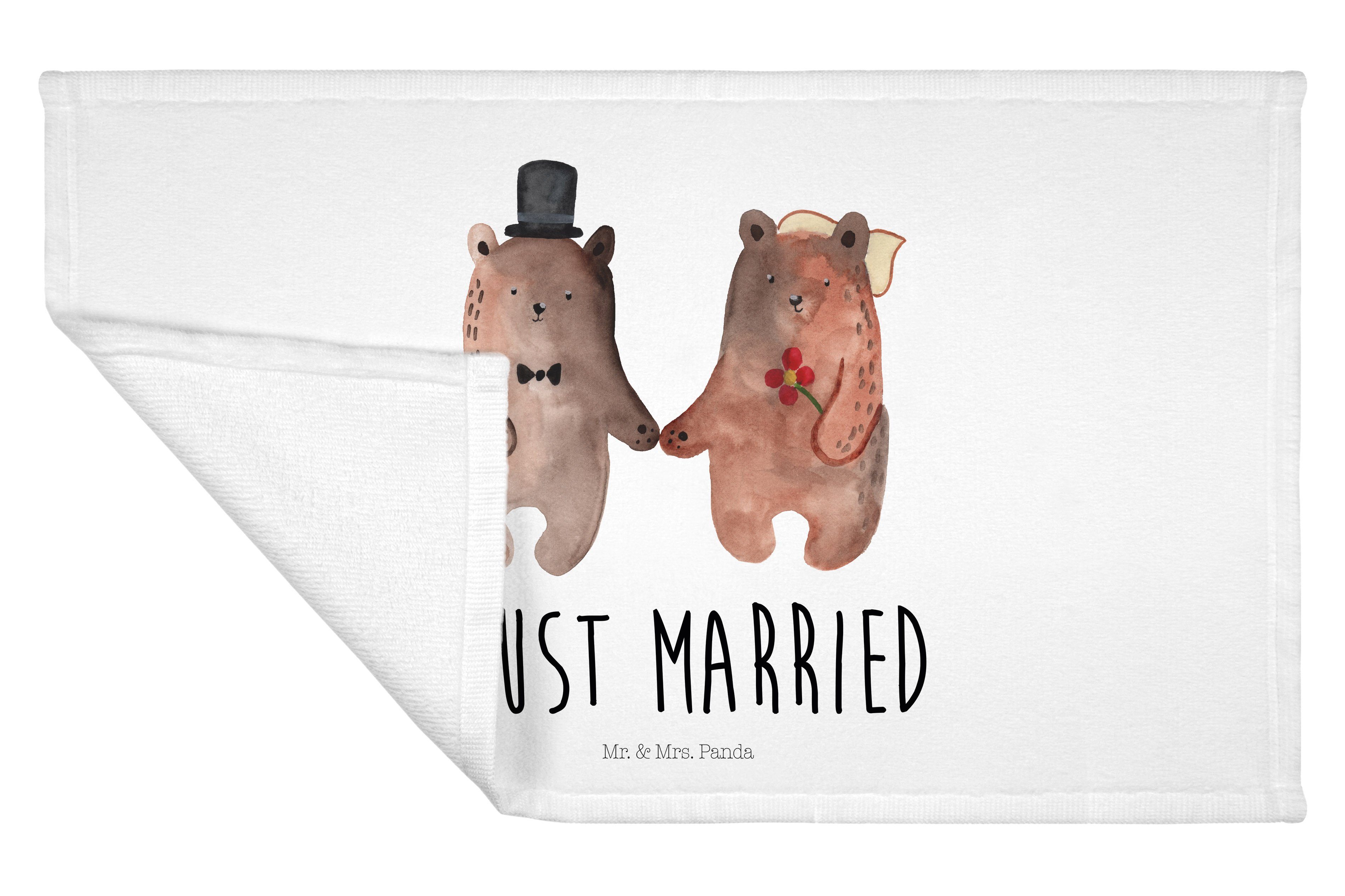 Mr. Teddy, - - Mrs. Bär Verheiratet Panda & Heira, Gästetuch, Bär Handtuch Weiß Geschenk, (1-St) Heirat