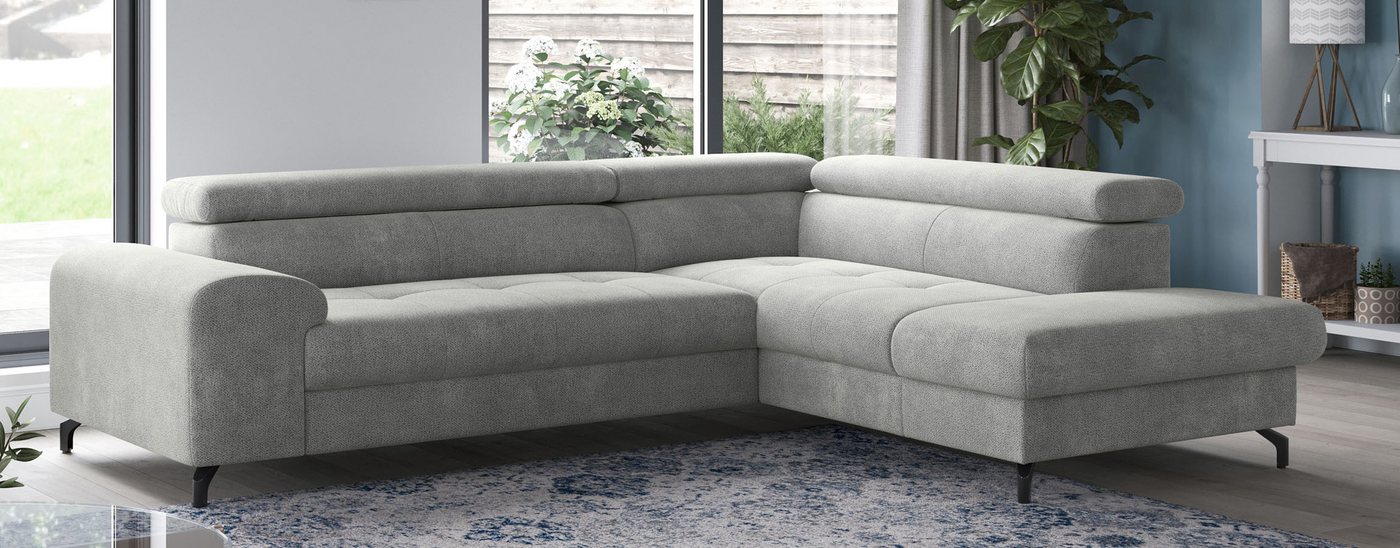 COTTA Ecksofa Aura L-Form, B: 260 cm, inkl. Schlaffunktion, auch in Cord, Kopfteile, extra Bettkasten, Fußhöhe 12cm, Liegefläche 176x123cm