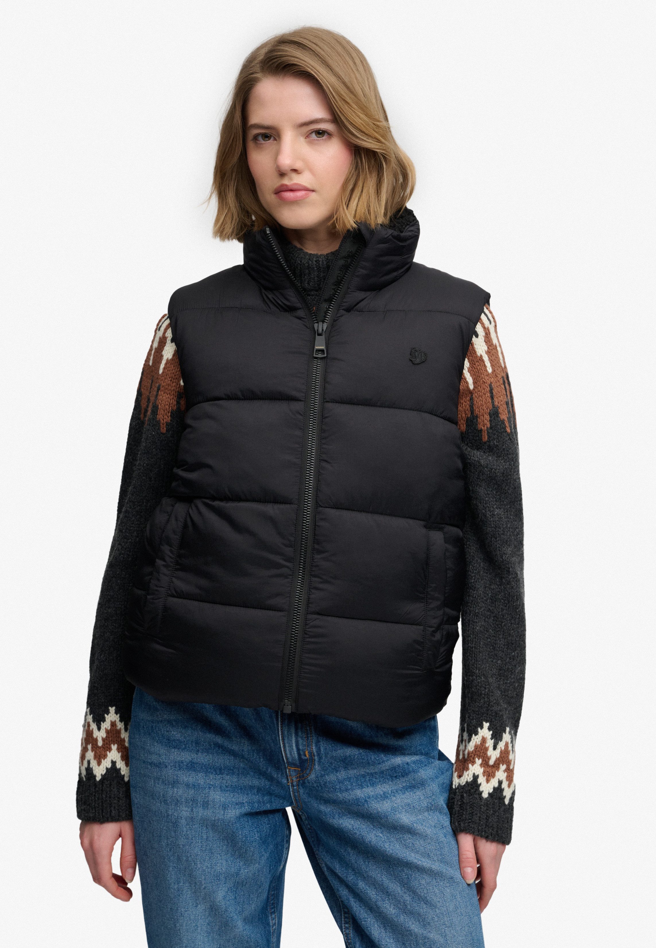 Superdry Steppweste BORG LINED GILET Kunstfaser, regular fit