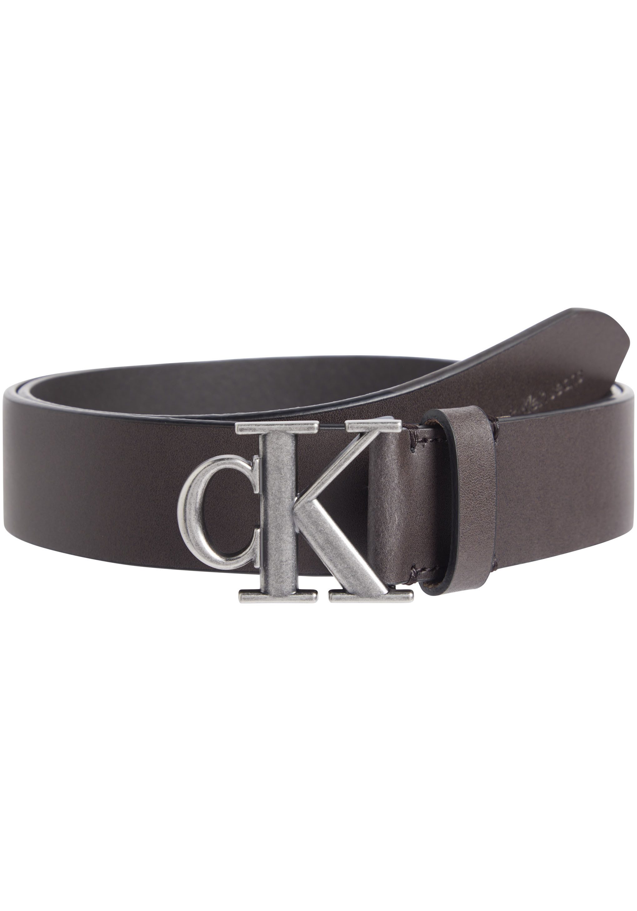 Calvin Klein Jeans Ledergürtel ROUND MONO PLAQUE LTHR BELT 35MM mit CK-Logoschließe