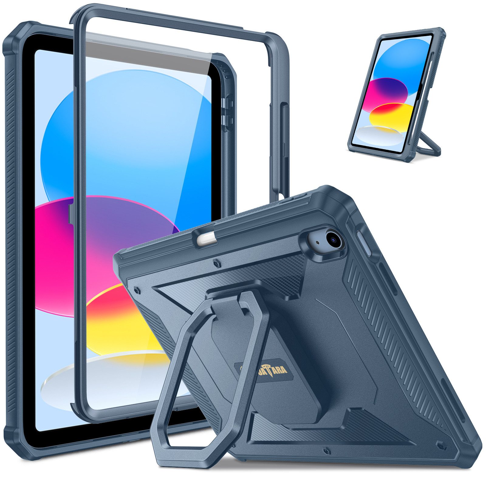 Fintie Tablet-Hülle für iPad 11./10. Generation 11/10,9 Zoll 2025/2022[Tuatara Magic Ring], 360 Grad drehbarer Griff Ständer Stoßfest Cover mit Displayschutzfolie