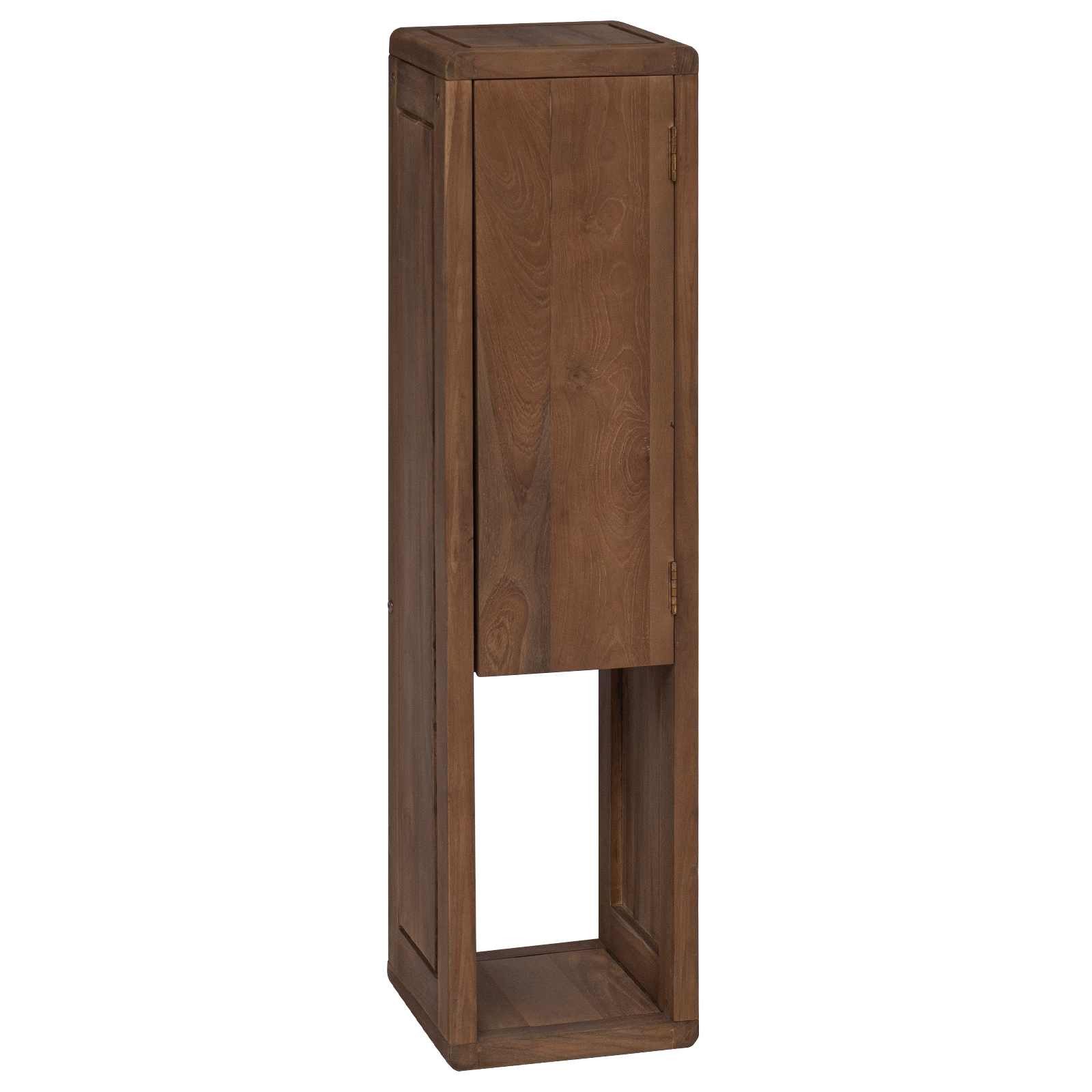 vidaXL Badezimmer-Set Badezimmer Seitenregal Natur 25 x 25 x 100 cm Massivholz, (1-St)