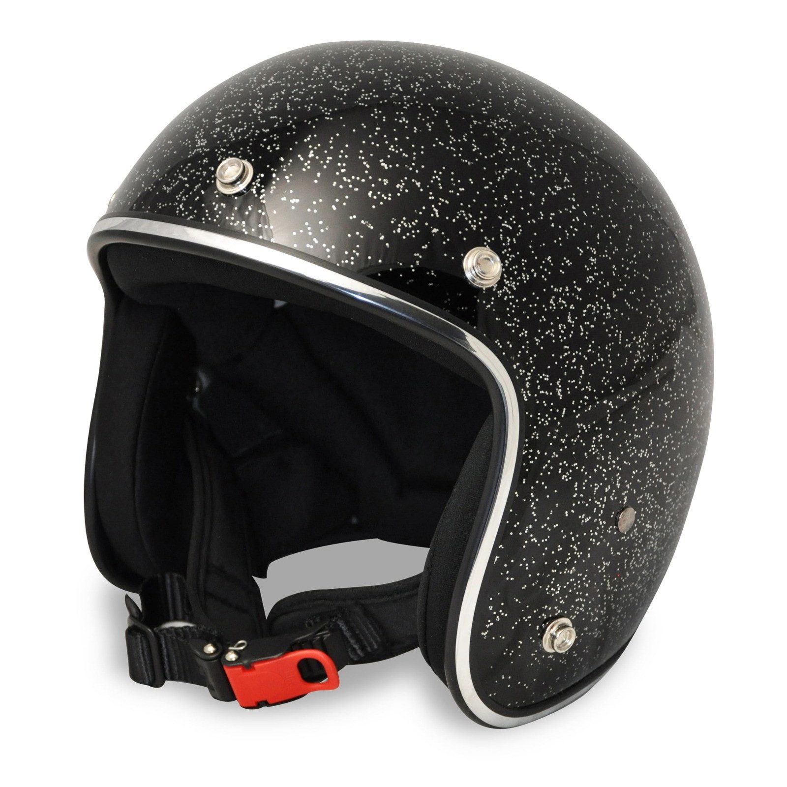 Motorradhelm ATELIER — Flake Onyx, Jethelm • Fiberglas • Metal-Flake Schwarz