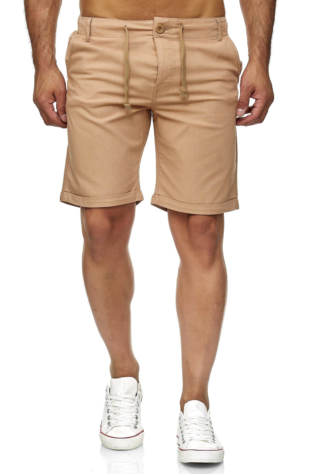 Reslad Leinenhose Reslad Leinenhose Kurze Hose Herren Leinen-Shorts lässige Männer Freiz (1-tlg) kurze Männer Strandhose im Leinen-Look camel