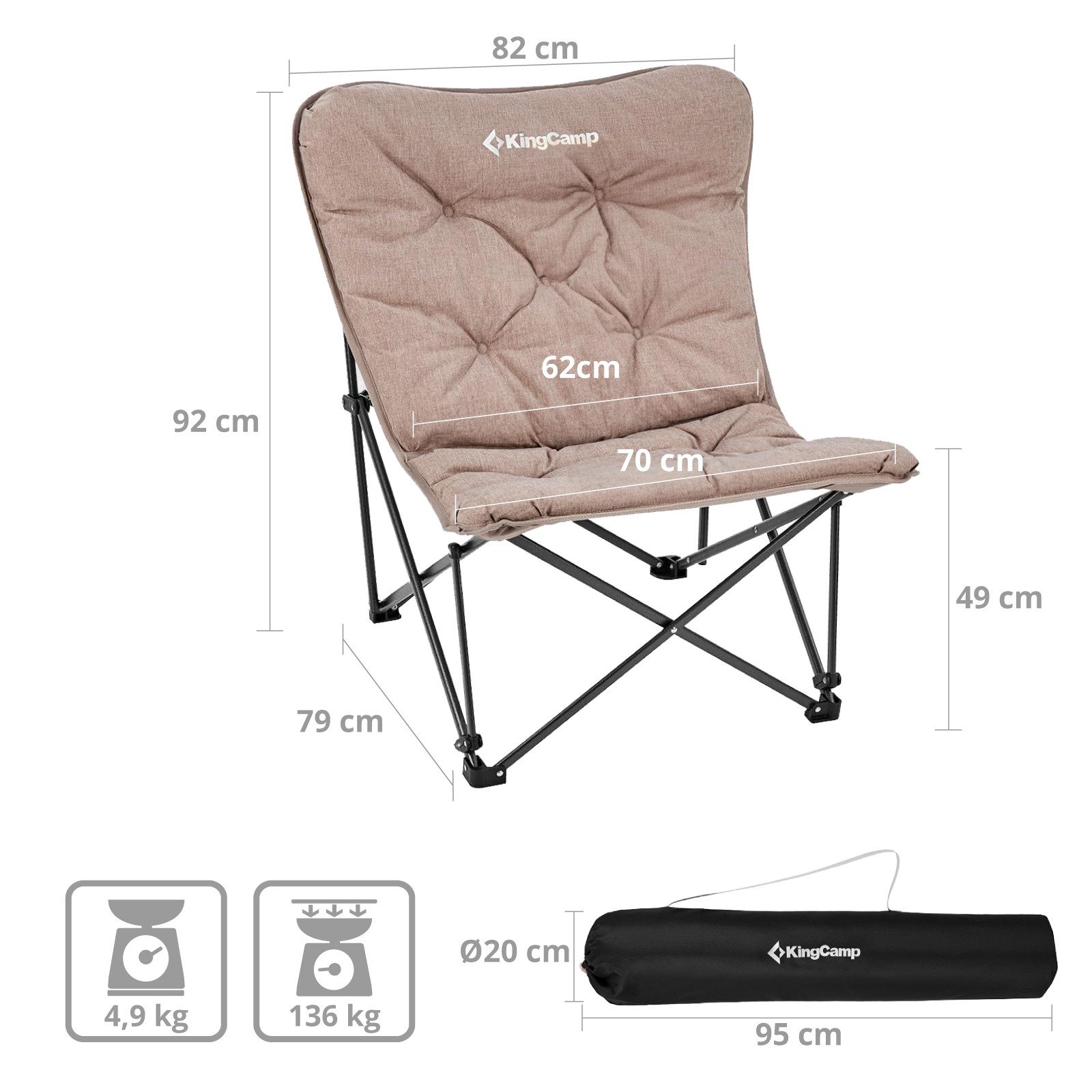 KingCamp Campingstuhl Campingstuhl Lindon Relax Schmetterlingsstuhl, günstig online kaufen