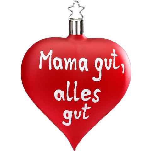 INGE-GLAS® Christbaumschmuck Mama gut, alles gut, Weihnachtsdeko rot, Christbaumschmuck (1-tlg), Herzform