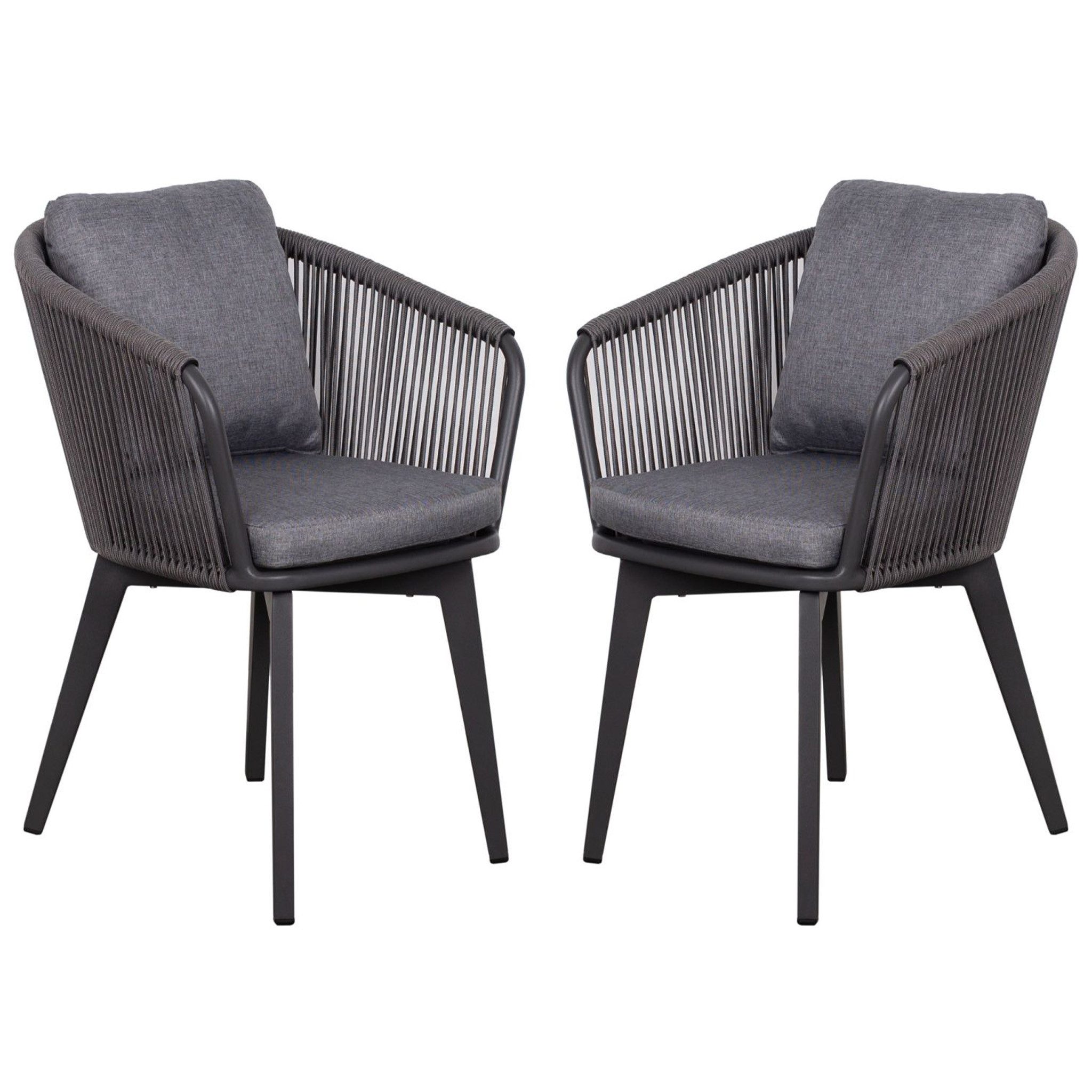 bene living Gartensessel 2er Set Diningsessel Cadiz (2-St., 2er Set Diningsessel Cadiz Rope), wetterfester Gartensessel mit Ropegewebe und Aluminiumrahmen