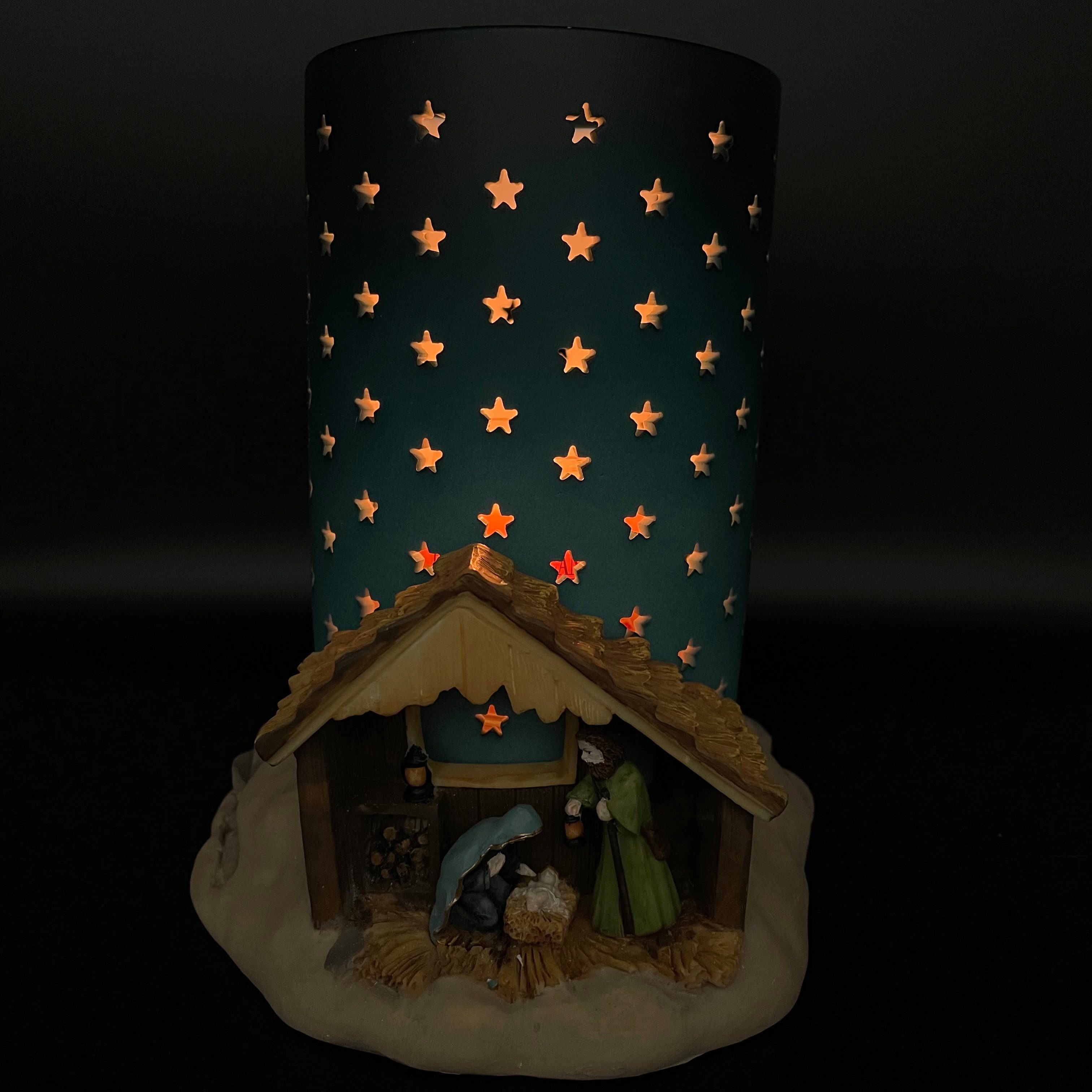 als Sternen im Teelichthalter, Maße: Online-Fuchs verziert, Krippe Kerzenständer 18x16x15 Szene cm, Keramik Kerzenhalter Stall, mit aus