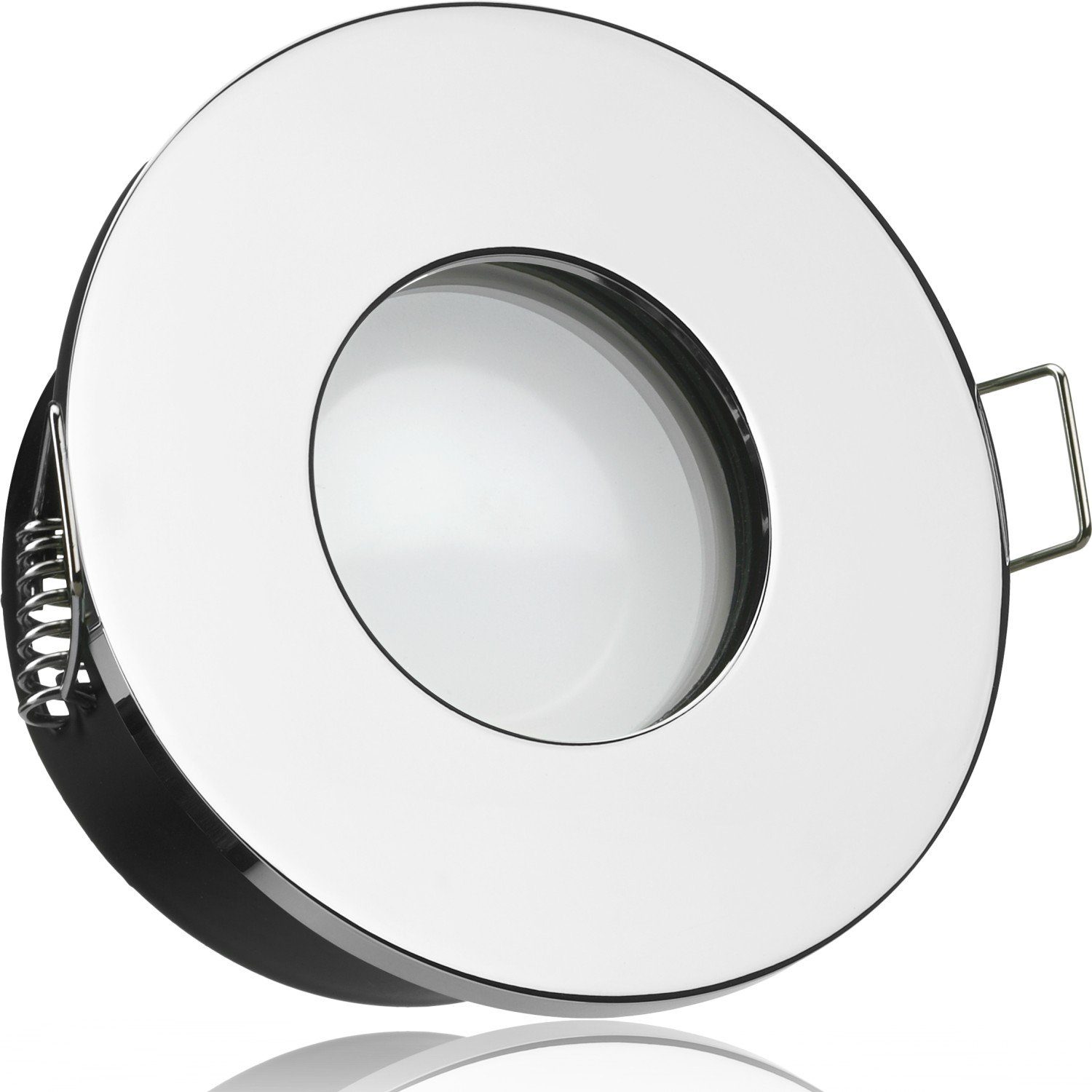 LEDANDO LED Einbaustrahler IP65 LED Einbaustrahler Set extra flach in chrom mit 5W Leuchtmittel v