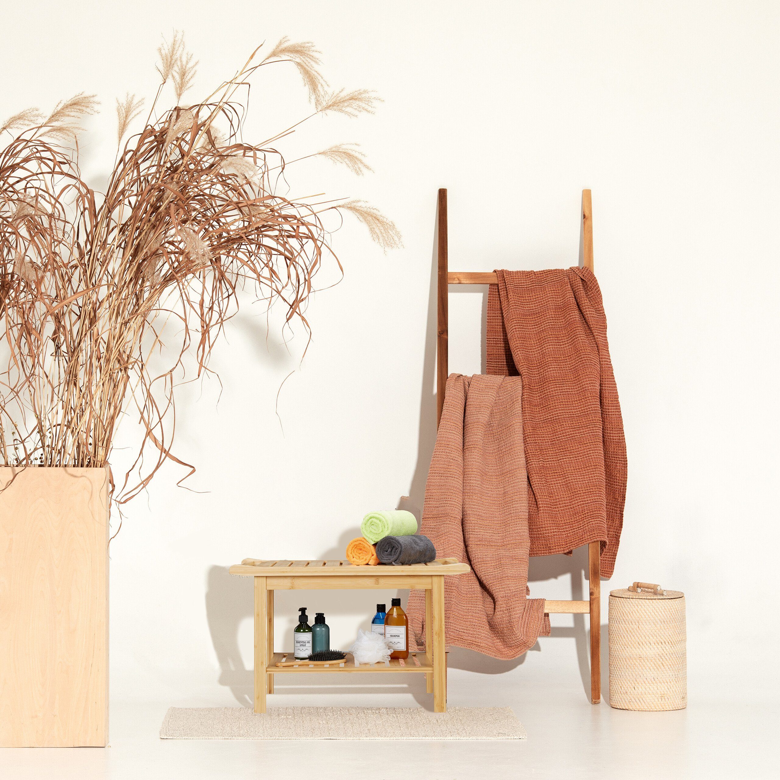 relaxdays Badhocker aus Bambus mit Griffe günstig online kaufen