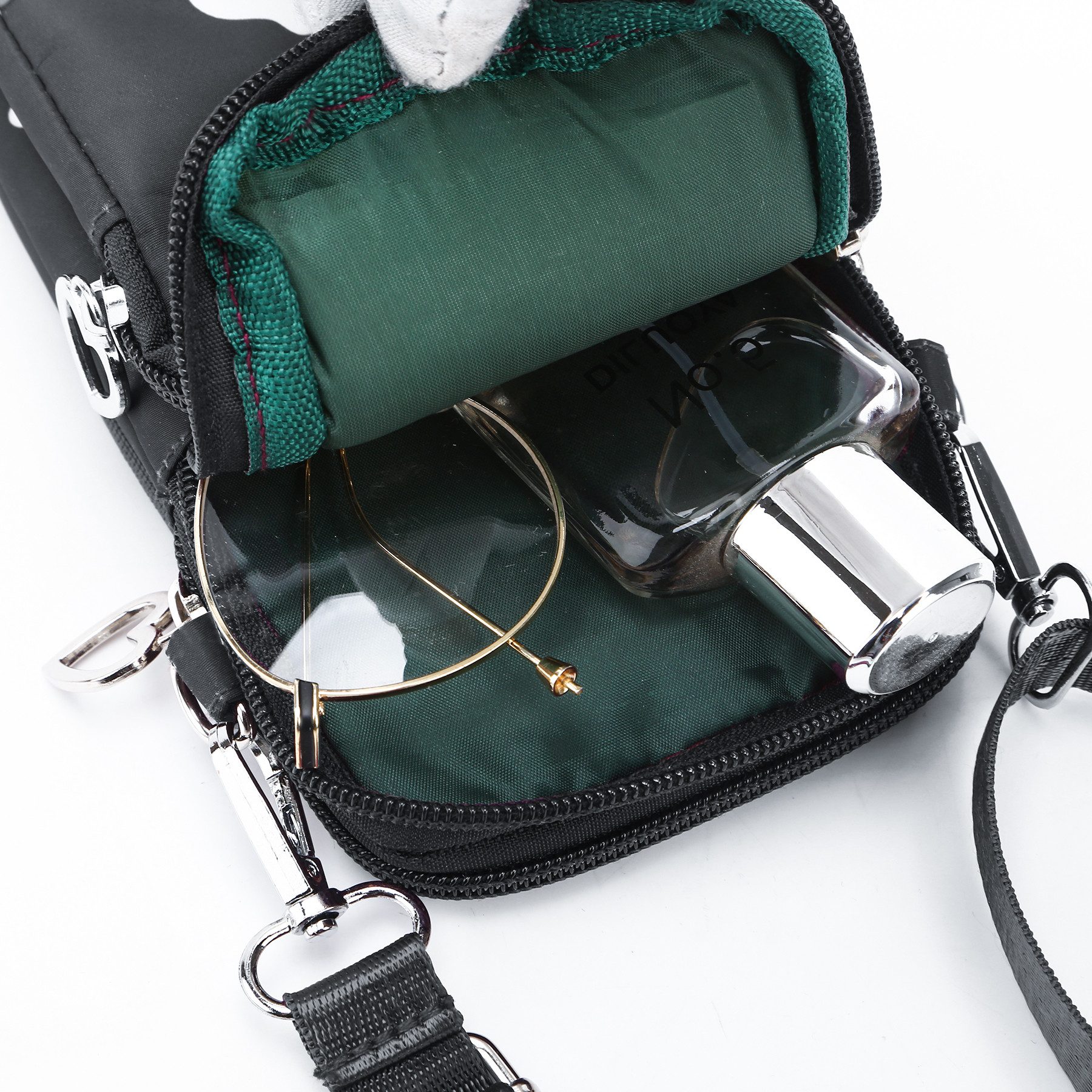 Mutig Umhängetasche Crossbody Tasche für Damen, Verstellbar Schultergurt (Nylon Handy Mini-Tasche, multifunktionale Handytasche, 1-tlg., Schultertasche, Kleine Umhängetasche, Mini Crossbody), Schultertasche zum Umhängen mit breitem Schultergurt und 3 Fächern