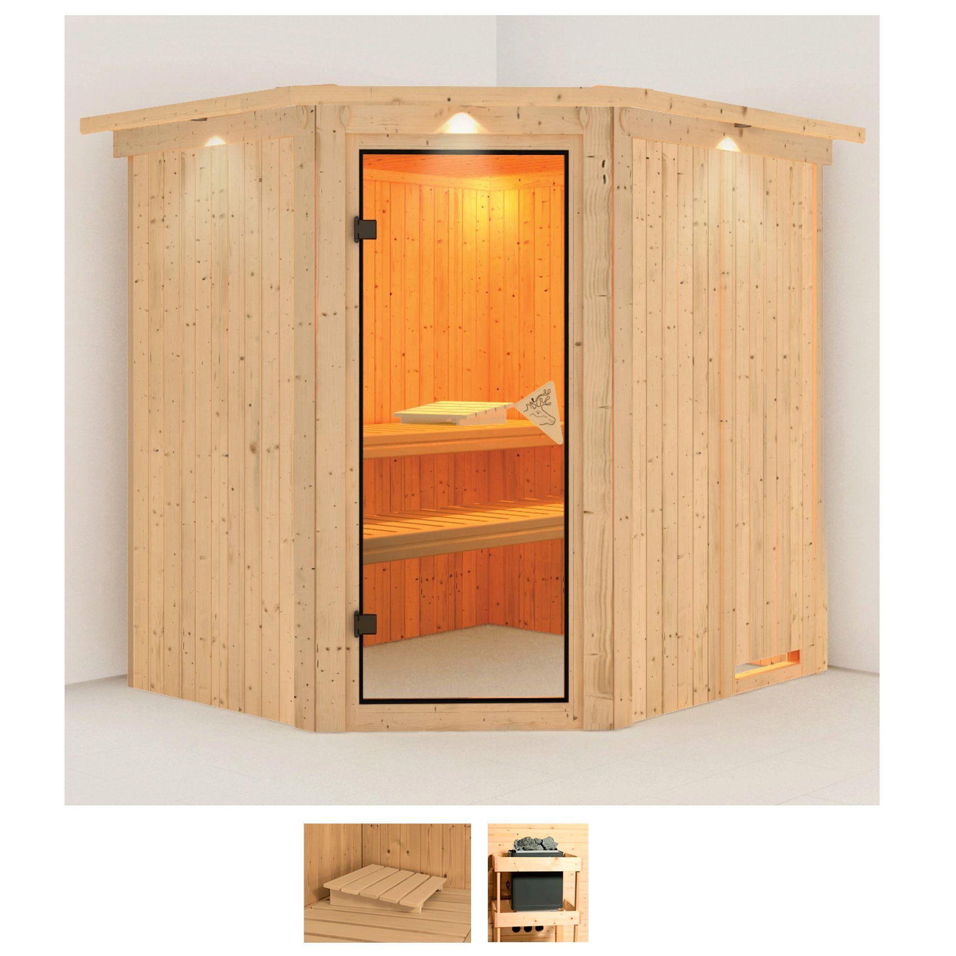 Karibu Sauna Siirin, BxTxH: 210 x 184 x 202 cm, 68 mm, (Set) ohne Ofen