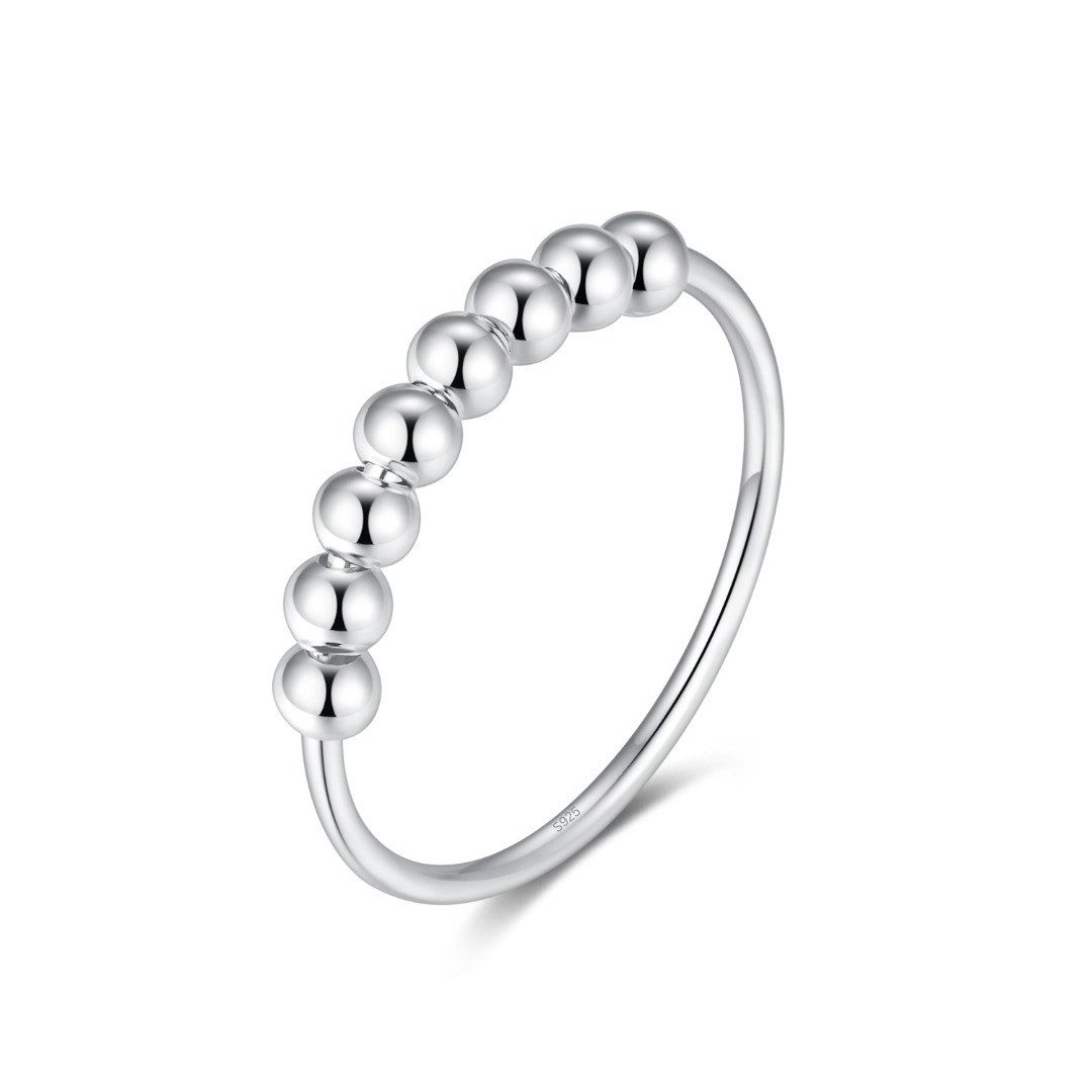 Lisandra Scott Silberring 925 Sterling Silber Spinning Angst Ring Kugeln zum Drehen, Beruhige deine Gedanken – mit Kugeln zur Stresslinderung & Achtsamkeit