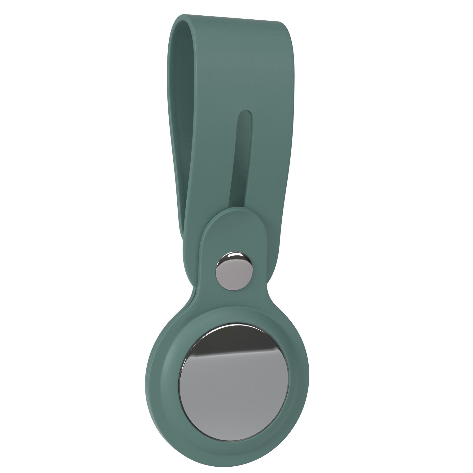 EAZY CASE Schlüsselanhänger Anhänger kompatibel mit Apple AirTag, Airtags Hülle aus Silikon Ring Schlüssel flexibel Tasche Nacht Grün