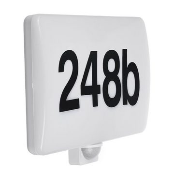 Maclean Hausnummer MCE466 W, LED Wandleuchte mit Hausnummer Bewegungsmelder und Dämmerungssensor