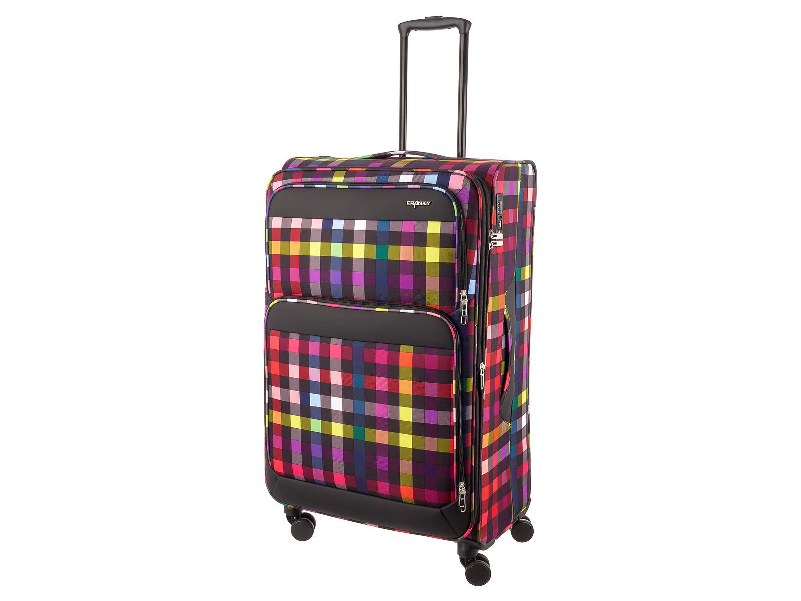 Franky Weichgepäck-Trolley Koffer Gr. L Reisegepäck T27-F Spinner 75er, 4 Doppellenkrollen Rollen, Dehnfalte TSA Schloss
