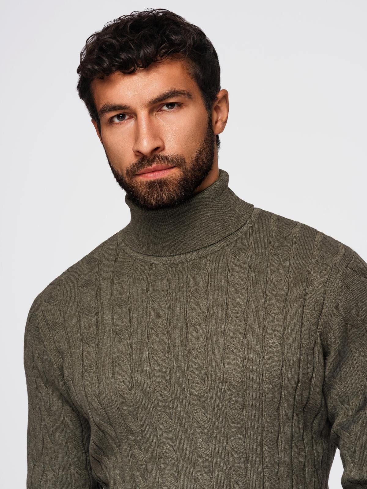 OMBRE Rollkragenpullover Herren-Rollkragenpullover mit Zopfmuster