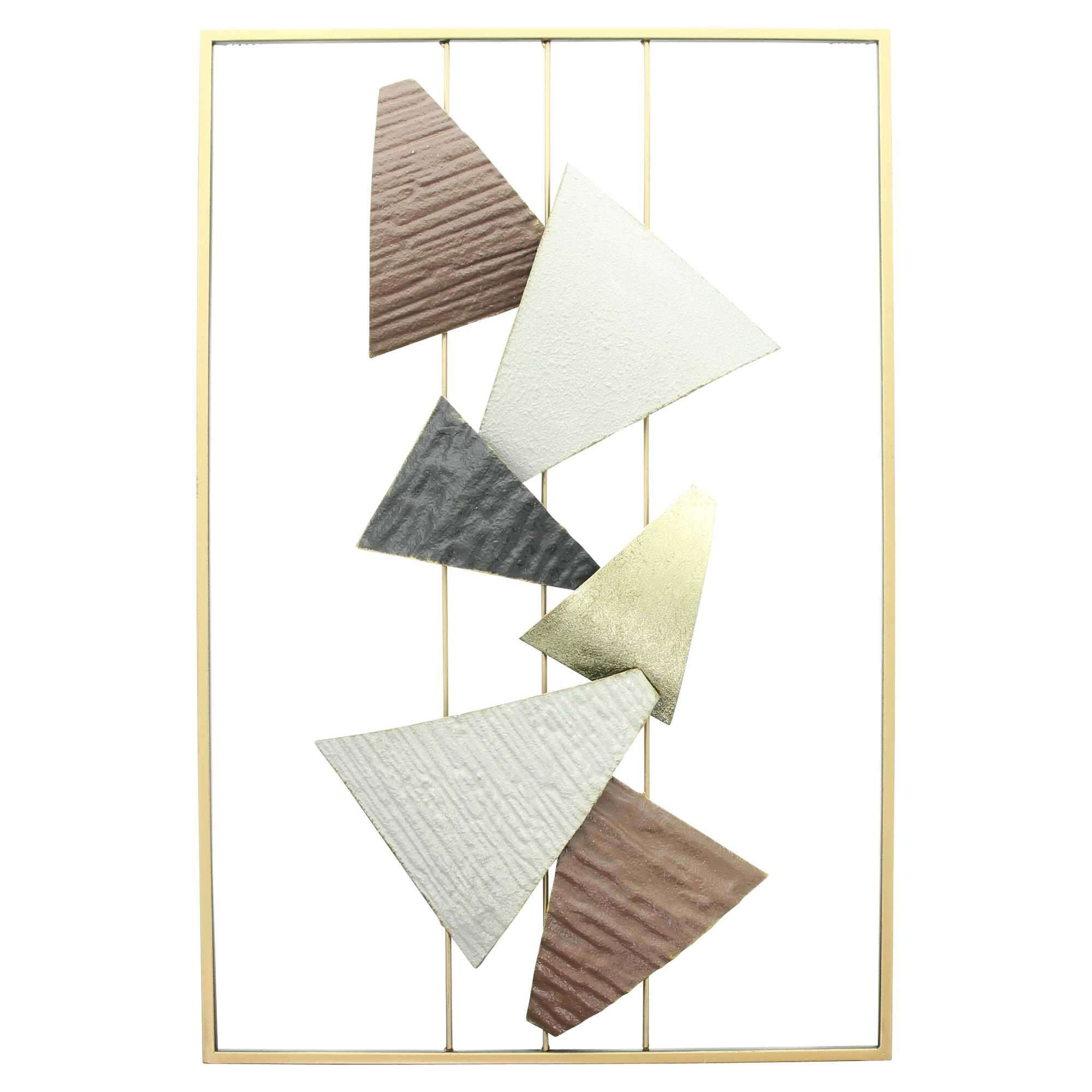 Dekoleidenschaft Metallbild "Abstrakt" 3D Wandbild aus Metall, 40x59 cm, Wanddeko, Wandschmuck, Abstrakt, Wanddekoration in beige braun gold, Wandobjekt, Wandgestaltung
