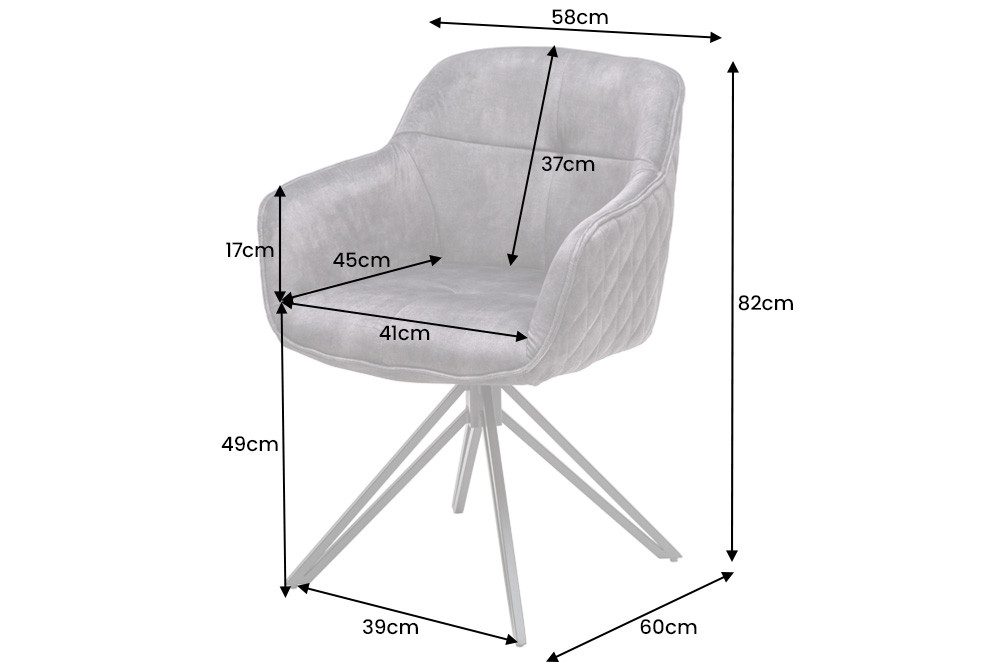 riess-ambiente Polsterstuhl EUPHORIA petrol / schwarz – Samt, drehbar, Metall-Füße, mit Armlehne (Einzelartikel, 1 St), mit 180° Drehfunktion und Autoreturn – ideal für elegante Esszimmer