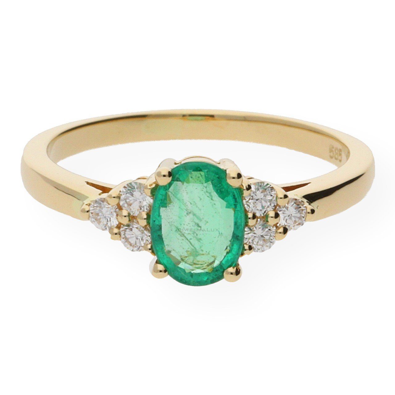 JuwelmaLux Fingerring JuwelmaLux Ring Gelbgold 585er 14 Karat mit Smaragd und Brillanten 0,1 (kein Set, 1-tlg)