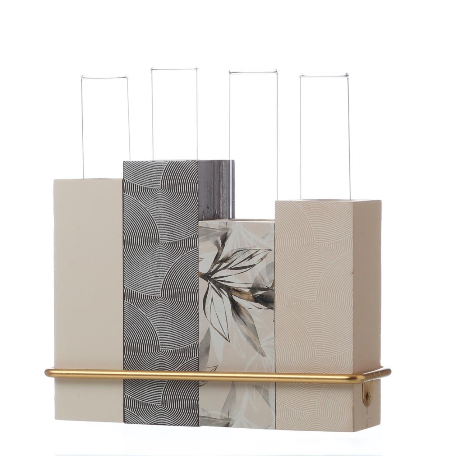 MARELIDA Dekovase Deko Vase Reagenzglas Glasröhrchen Blumenvase Tischvase H: 18cm creme (1 St)