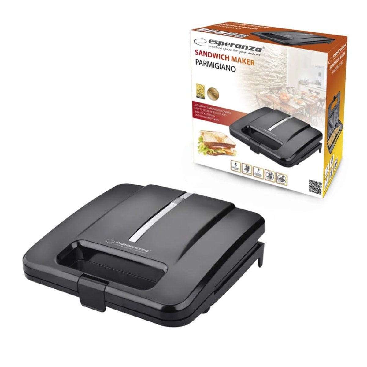 Esperanza Sandwichmaker Esperanza Sandwichmaker Parmigiano 1000W schwarz EKT010
