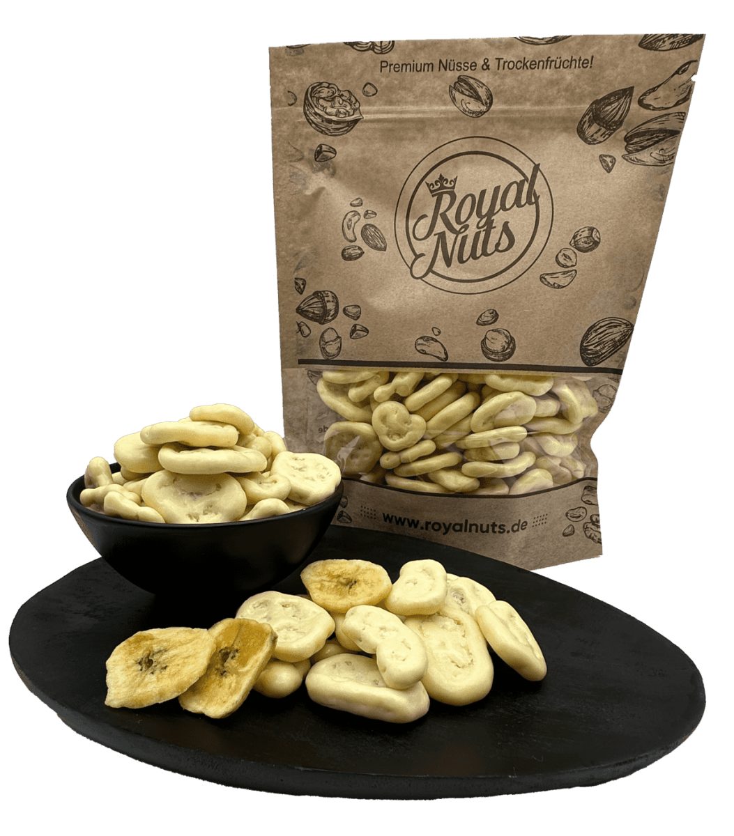 Royalnuts Genuss GmbH Schokolade 1000 G Bananenchips mit weißer Schokolade, Royalnuts