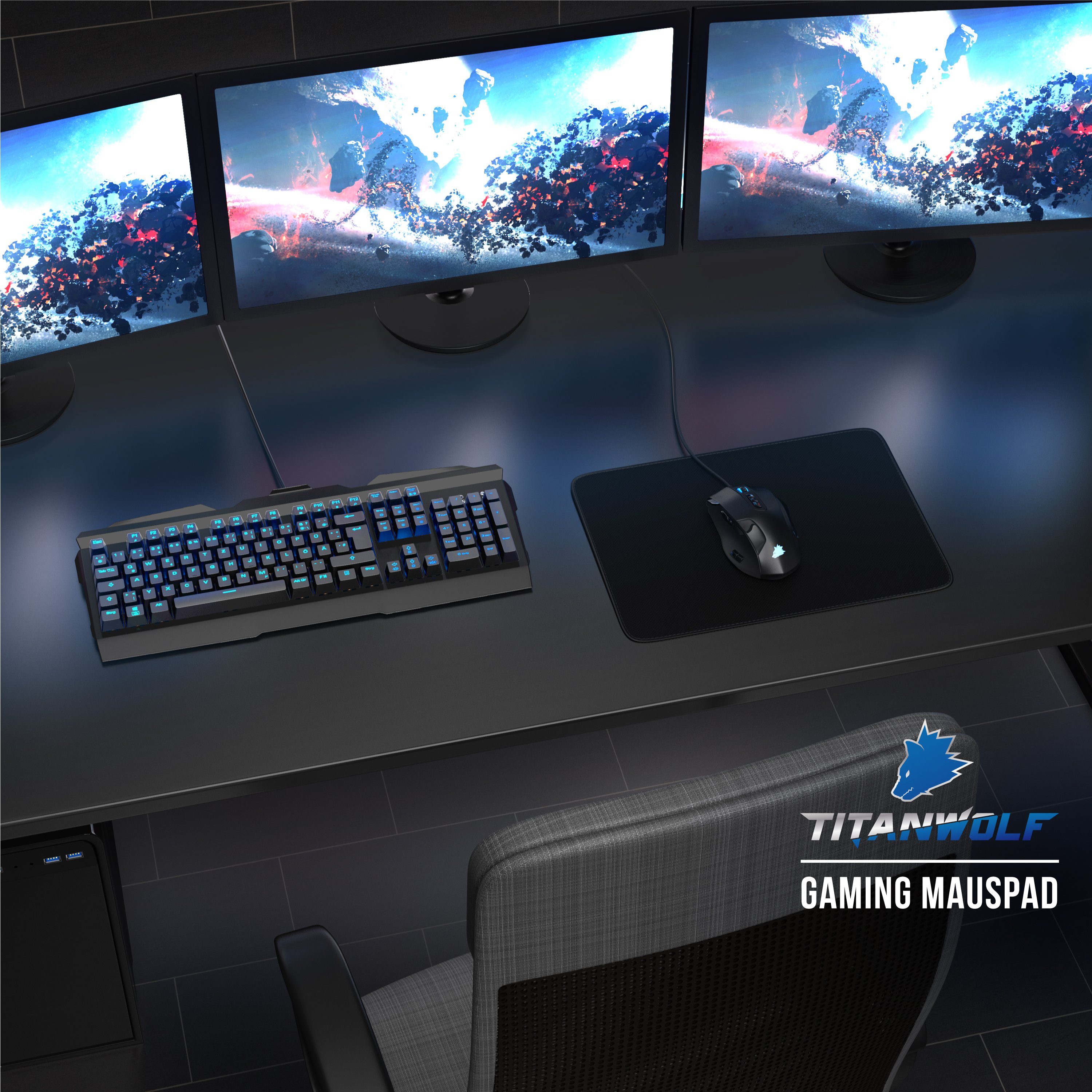 Titanwolf Gaming Mauspad 280 x 200 mm- Tischunterlage, rutschfest, strapazierfähig, wasserabw (1-St), Mousepad für Präzision & Geschwindigkeit, stabiler Halt – Bild 5 von 5