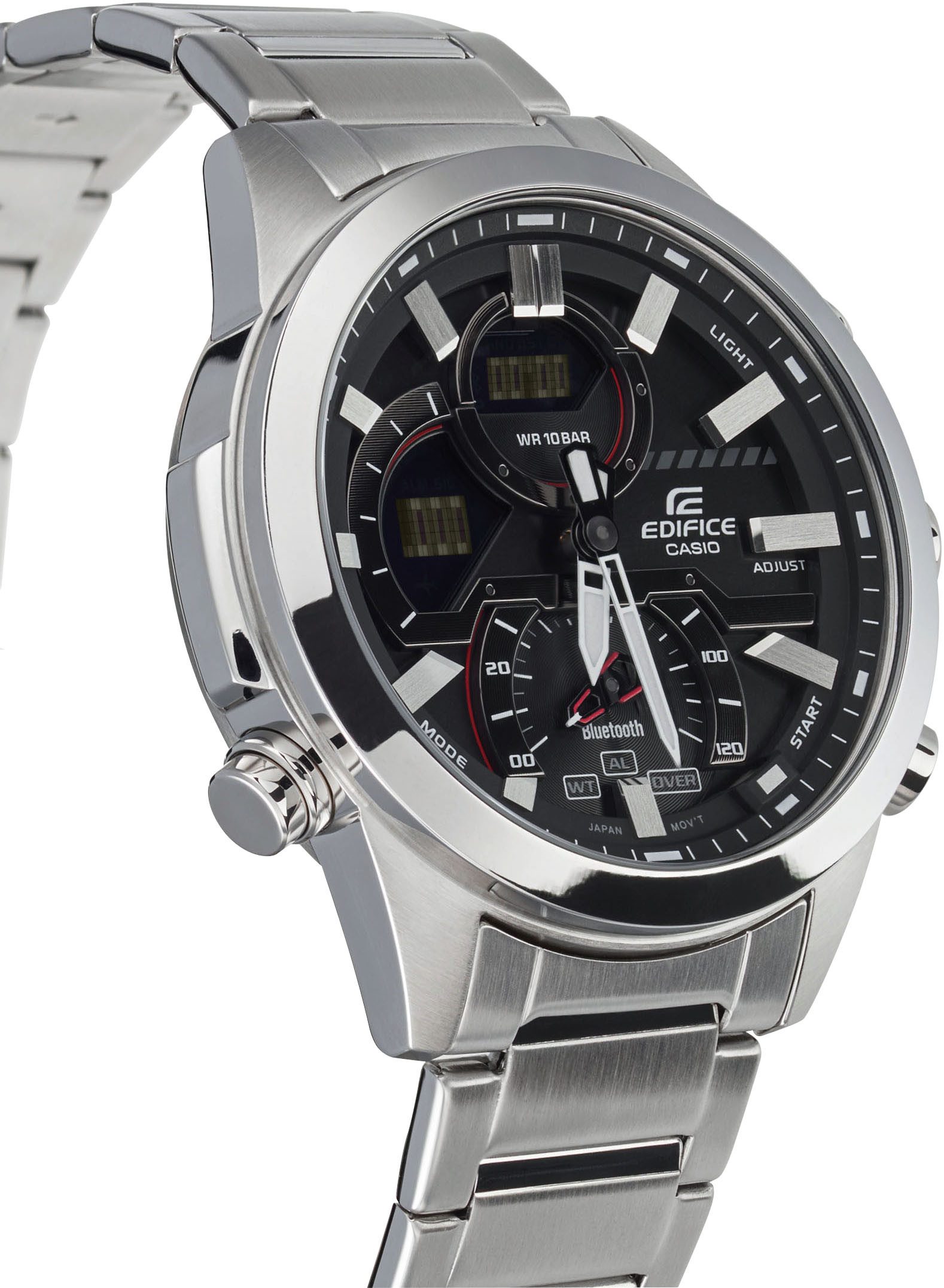 CASIO EDIFICE ECB-30D-2AEF Smartwatch, Armbanduhr,Herrenuhr,Bluetooth,Stoppfunktion,Weltzeit,Edelstahlarmband