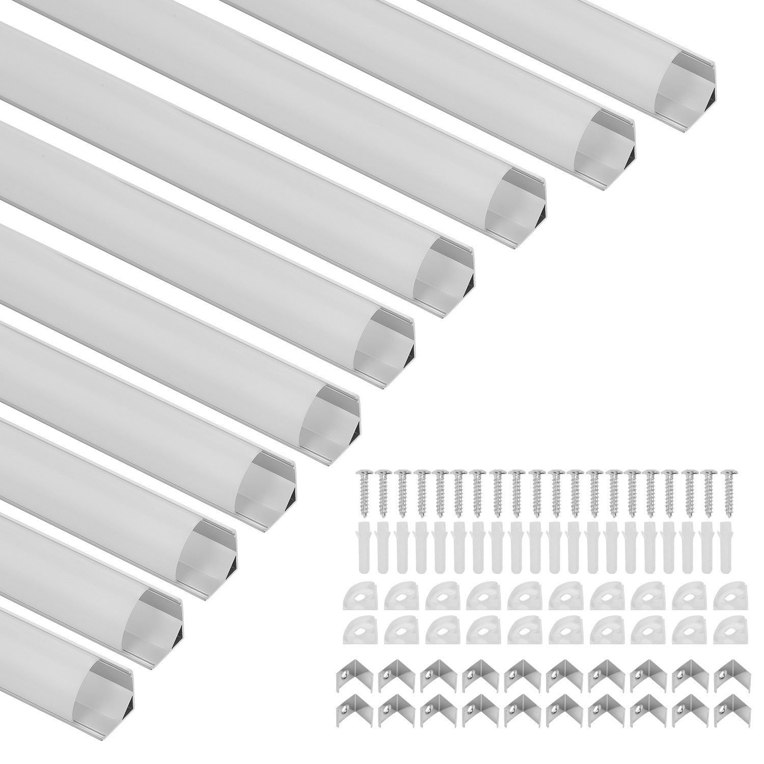 Clanmacy LED-Stripe-Profil 20x 1M LED Aluminium Profile Aluprofil Alu Schiene Leiste Leuchte
