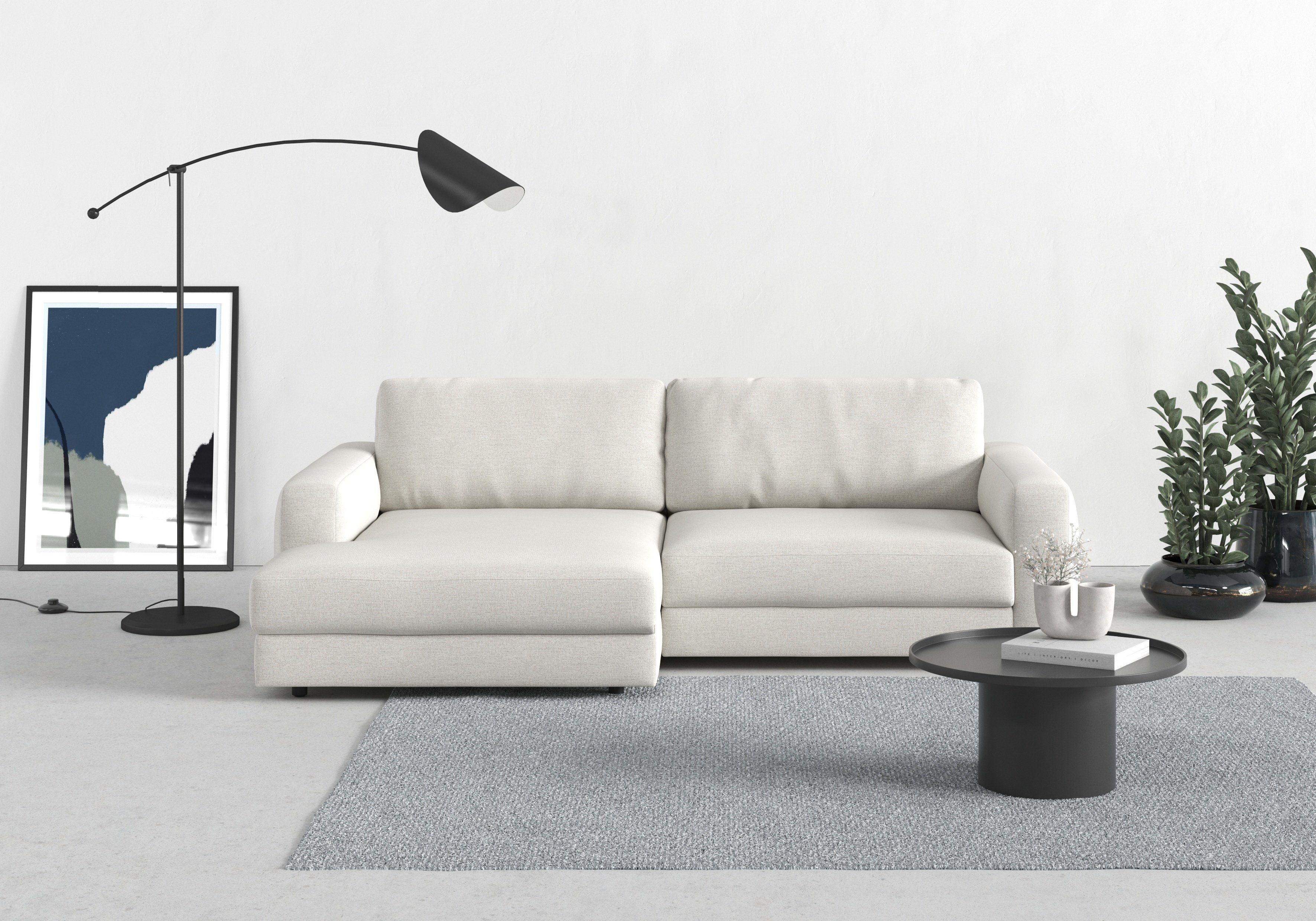 TRENDMANUFAKTUR Ecksofa Bourbon, Mega Designsofa mit tollem Sitzkomfort, Breite 250cm, L-Form, extra tiefe Sitzfläche, wahlweise mit Sitztiefenverstellung
