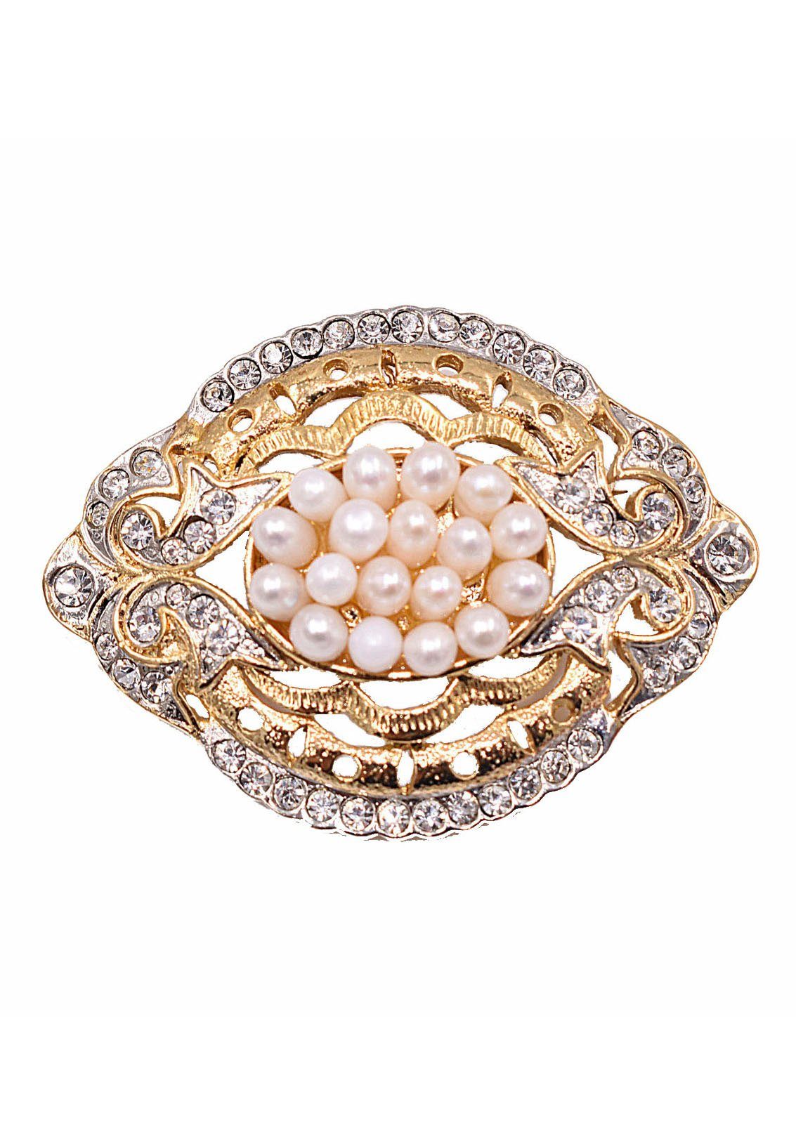 Firetti Brosche Ювелирные изделия Geschenk Ansteckschmuck Oval Glitzersteine, mit Strassstein - mit Süßwasserzuchtperle