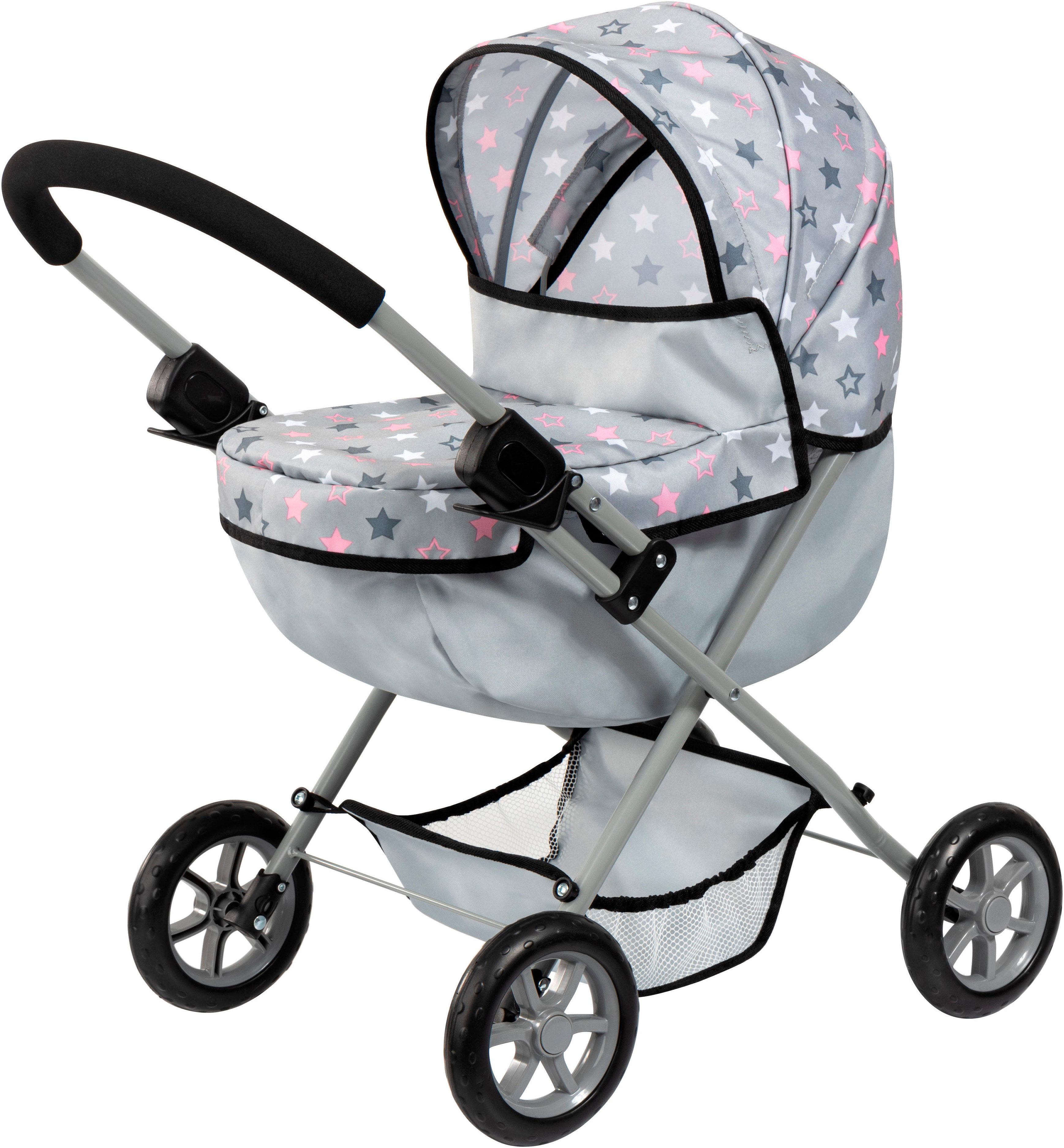 Bayer Puppenwagen Cosy Set, grau, mit Puppenhochstuhl und Wickeltasche