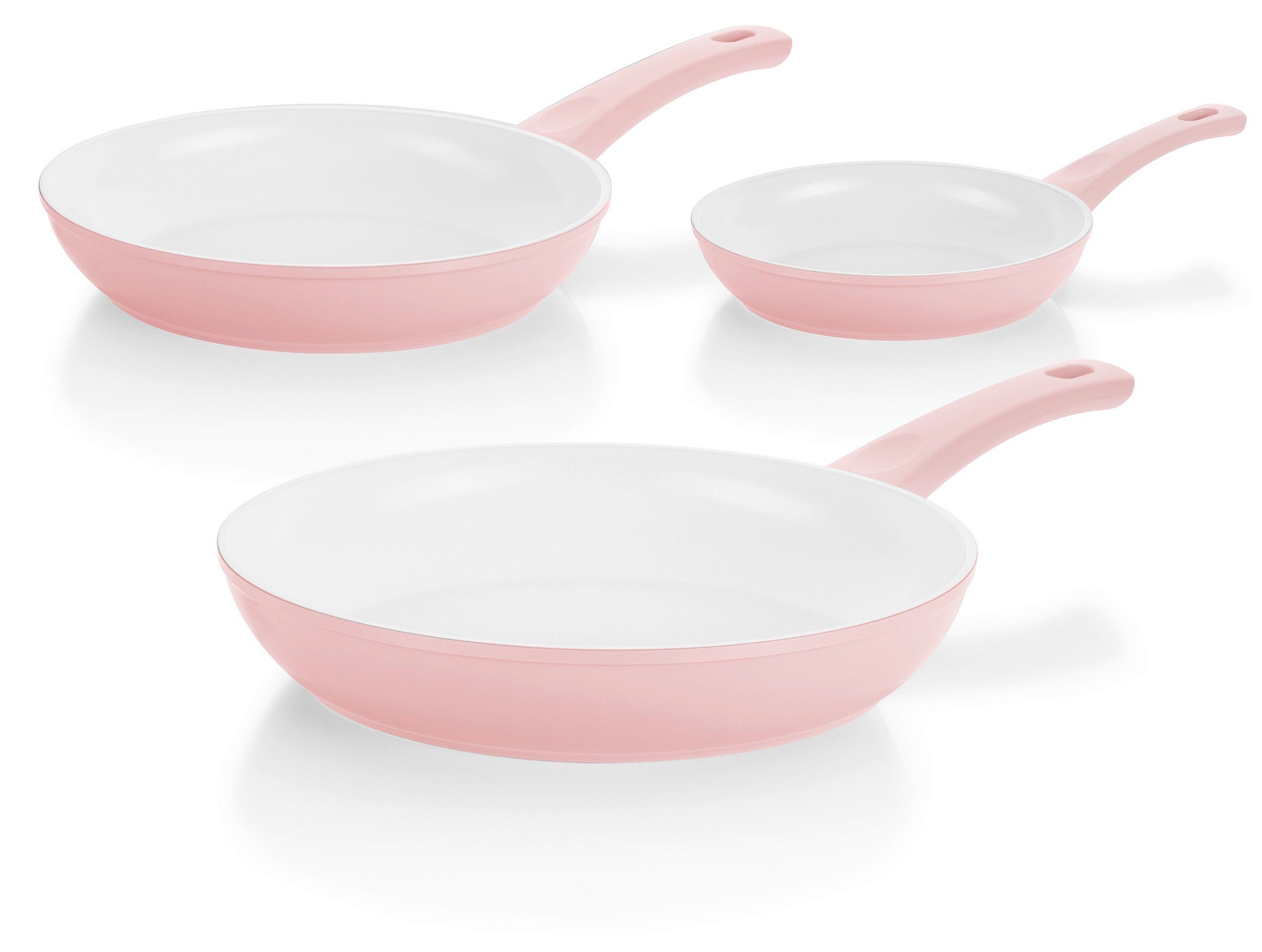 Genius Pfannenset Pfannen-Set Cerafit Bratpfanne, Style Genius 3-tlg Keramikpfanne Rosa Metall