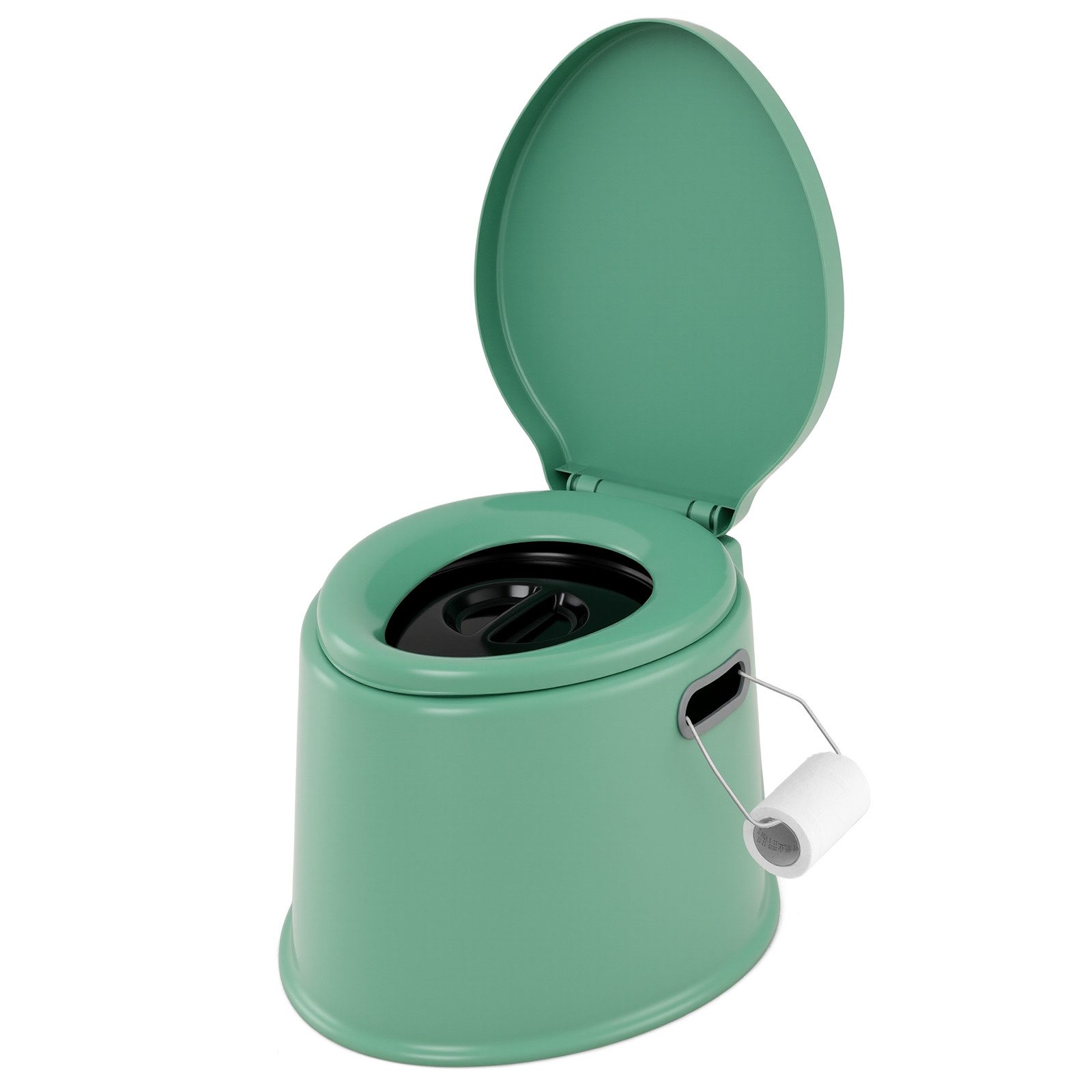 COSTWAY Campingtoilette, tragbar, mit abnehmbarem Eimer, Papierhalter